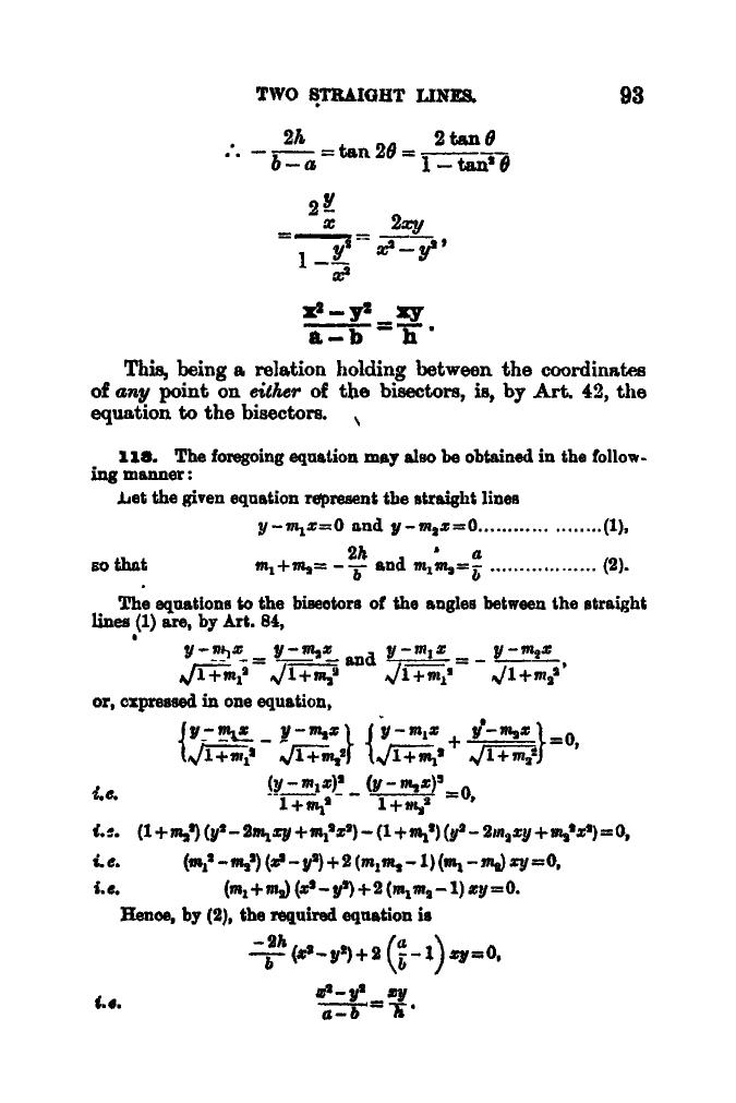 SL Loney: The Elements of Coordinate Geometry - Page 98