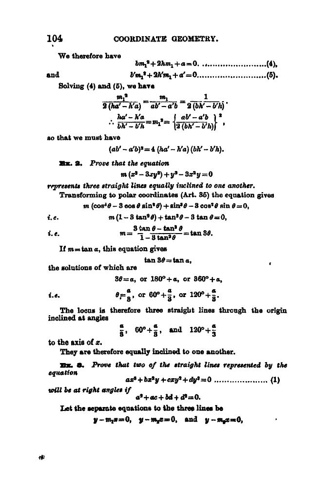SL Loney: The Elements of Coordinate Geometry - Page 109