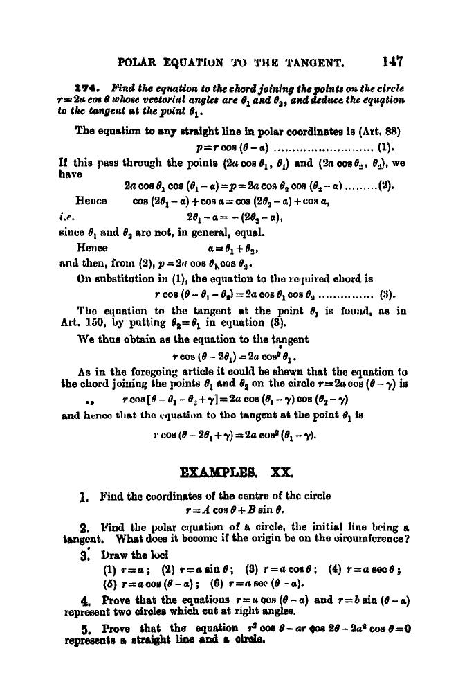 SL Loney: The Elements of Coordinate Geometry - Page 152