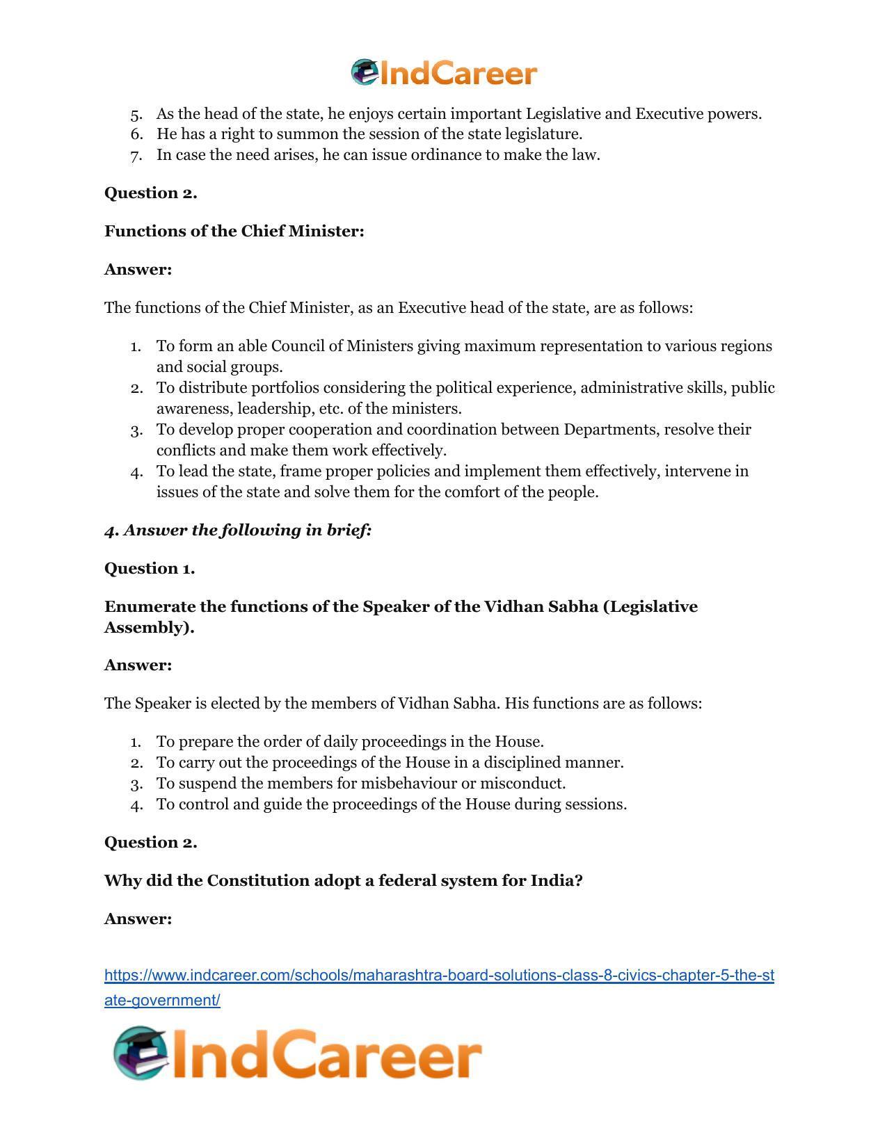 Maharashtra Board Solutions Class 8-Civics: Chapter 5- The State Government - Page 5
