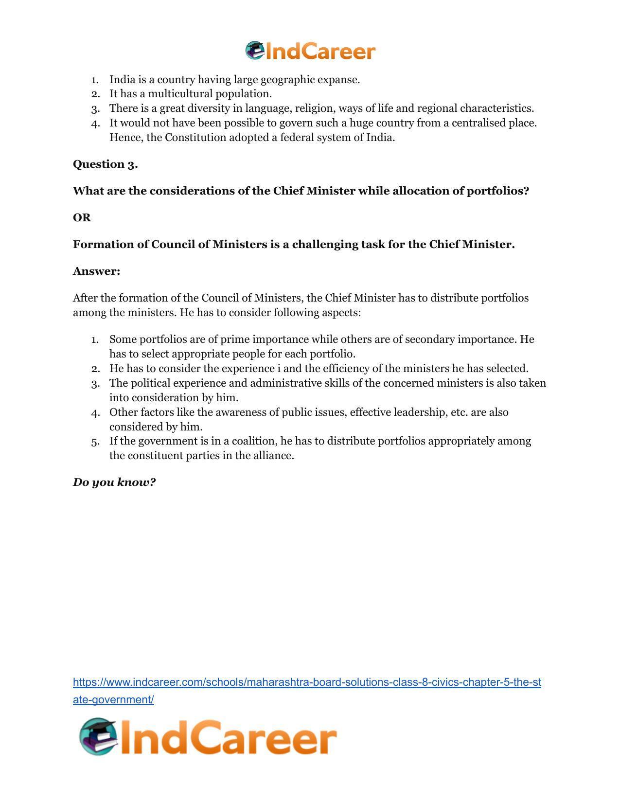 Maharashtra Board Solutions Class 8-Civics: Chapter 5- The State Government - Page 6