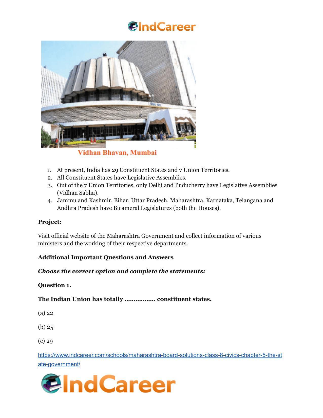 Maharashtra Board Solutions Class 8-Civics: Chapter 5- The State Government - Page 7