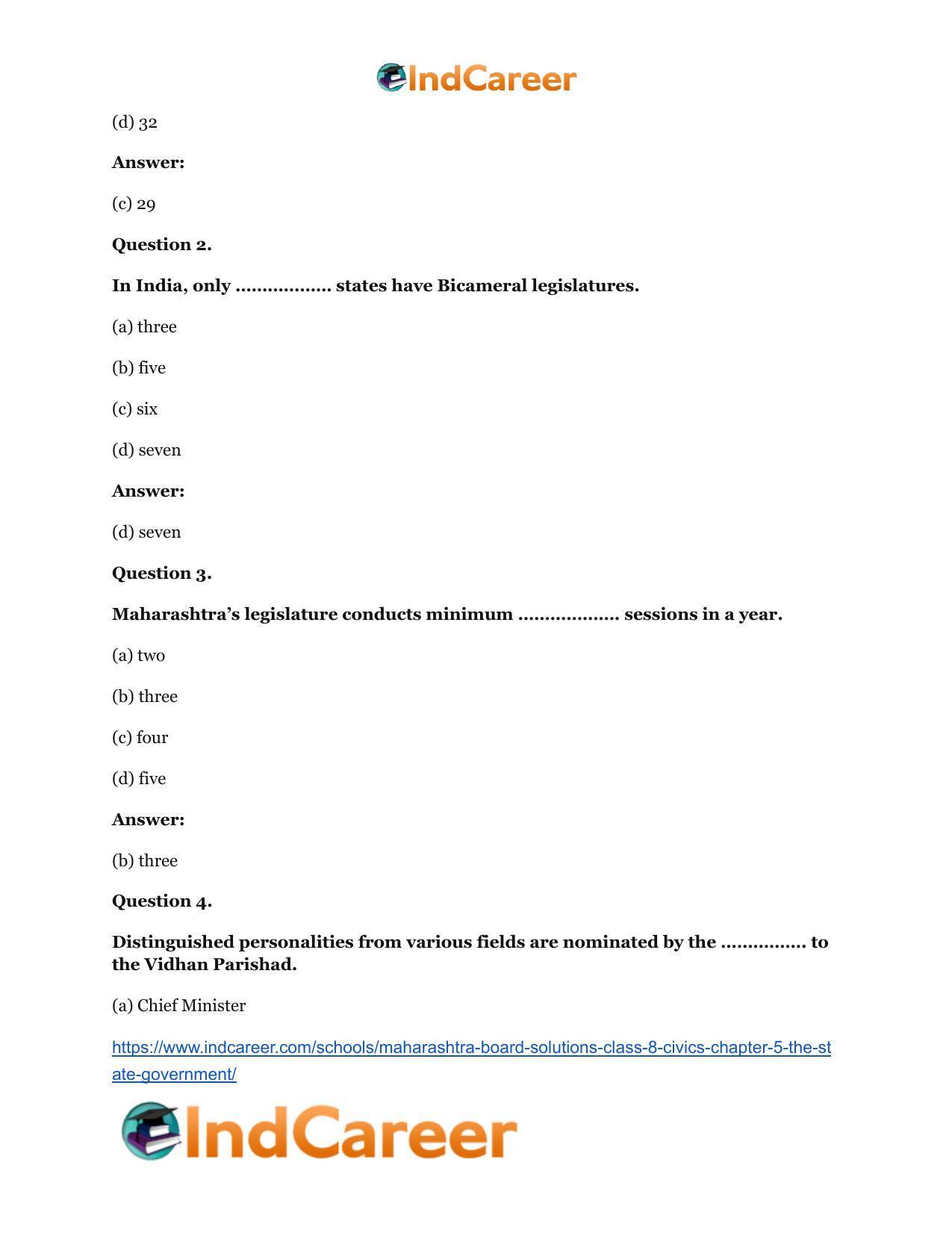 Maharashtra Board Solutions Class 8-Civics: Chapter 5- The State Government - Page 8