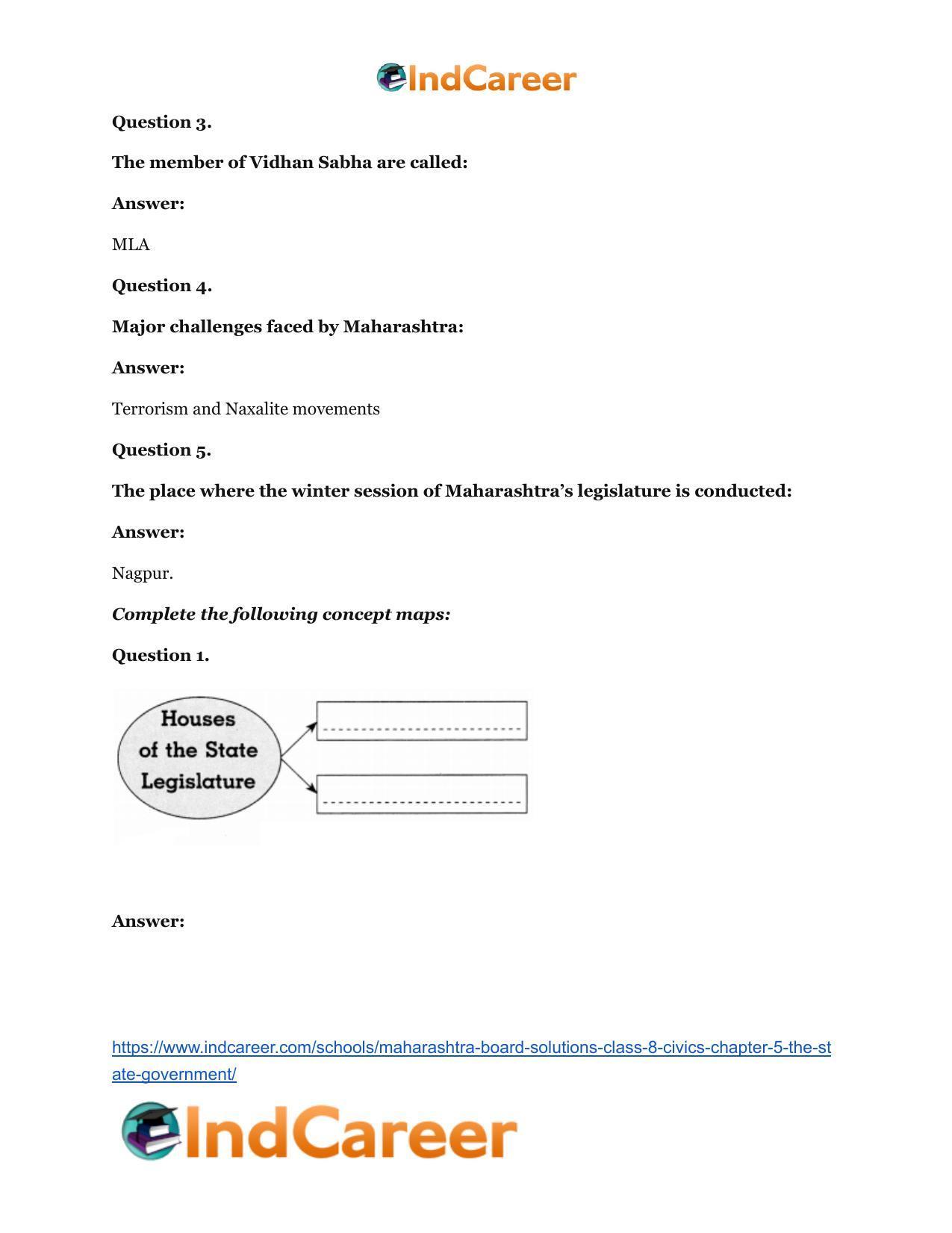 Maharashtra Board Solutions Class 8-Civics: Chapter 5- The State Government - Page 11