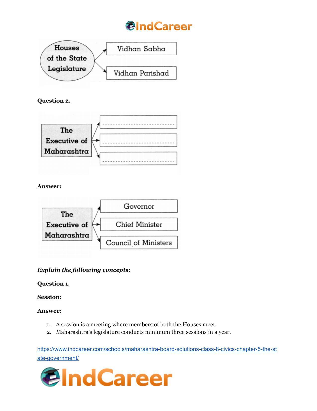 Maharashtra Board Solutions Class 8-Civics: Chapter 5- The State Government - Page 12