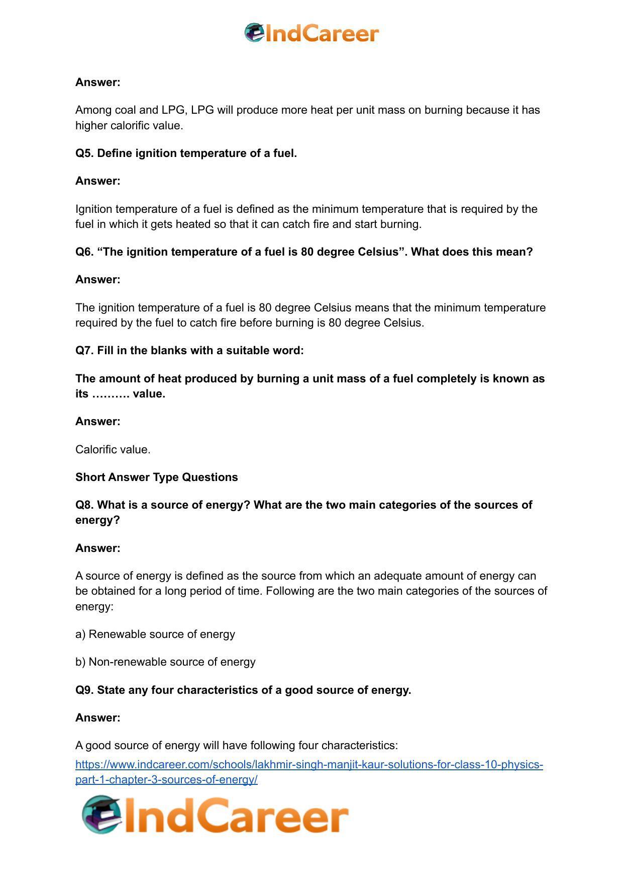 Lakhmir Singh Manjit Kaur  Solutions for Class 10 Physics (Part 1) Chapter 3- Sources Of Energy - Page 3