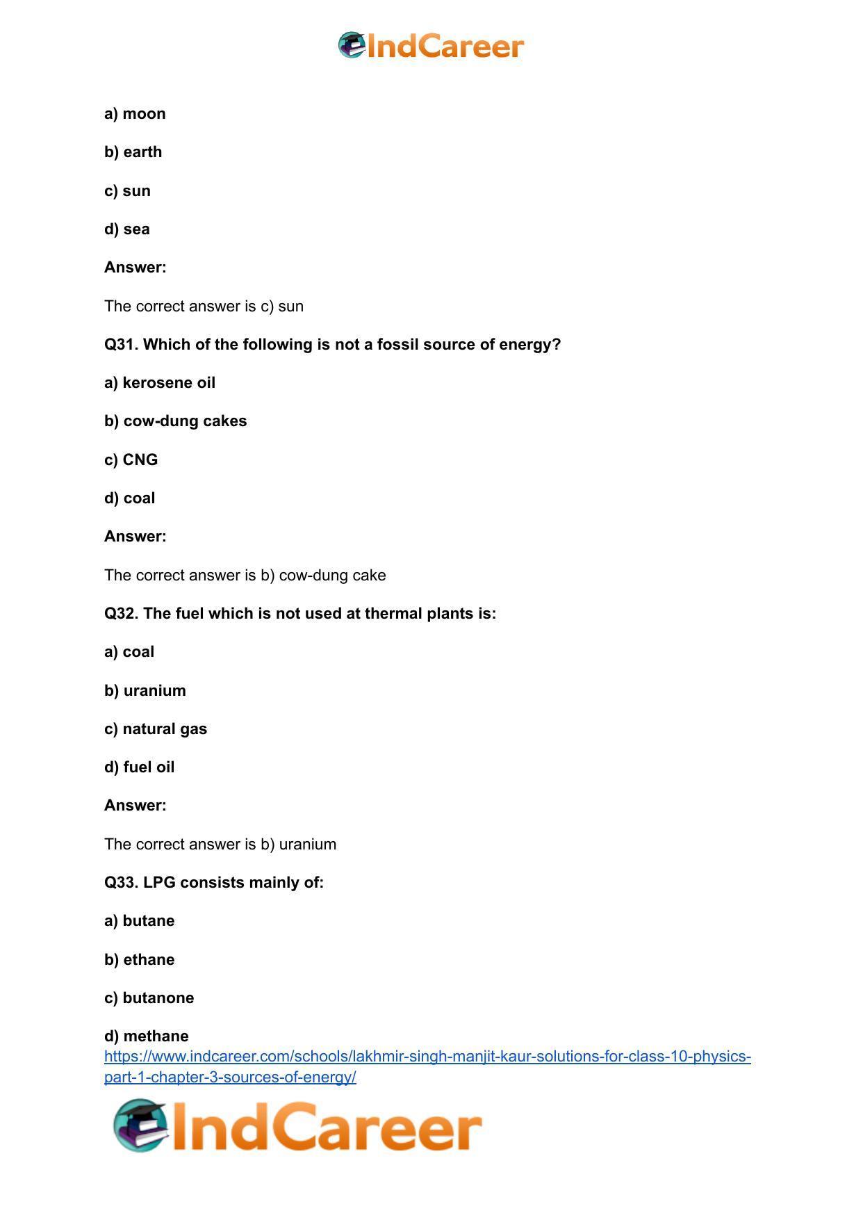 Lakhmir Singh Manjit Kaur  Solutions for Class 10 Physics (Part 1) Chapter 3- Sources Of Energy - Page 17