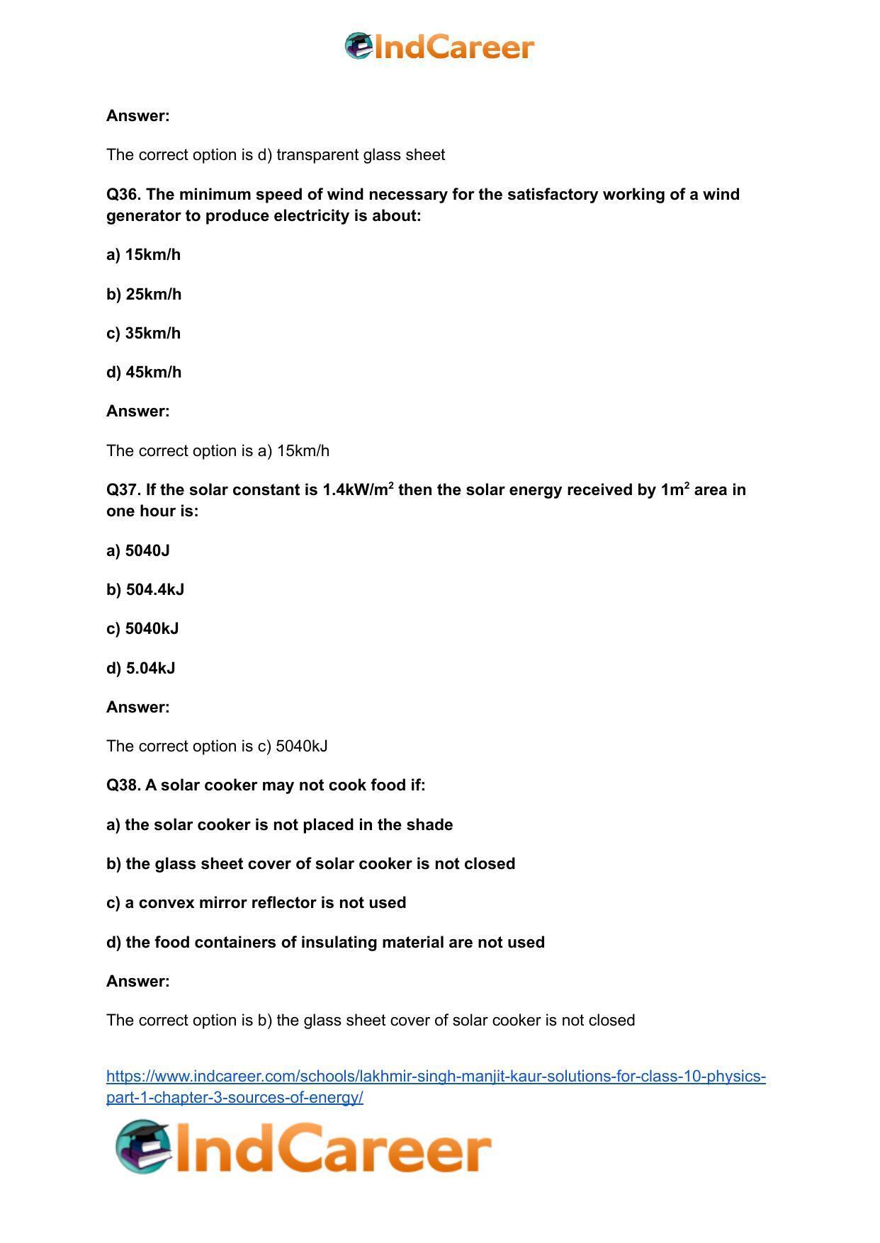 Lakhmir Singh Manjit Kaur  Solutions for Class 10 Physics (Part 1) Chapter 3- Sources Of Energy - Page 21