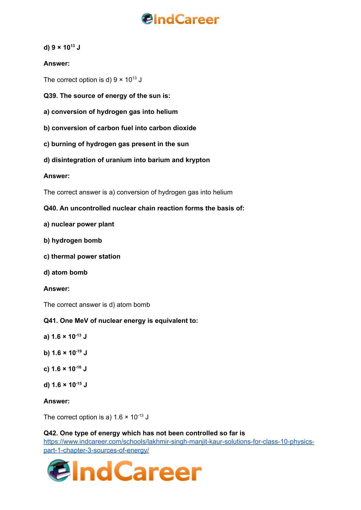 Lakhmir Singh Manjit Kaur  Solutions for Class 10 Physics (Part 1) Chapter 3- Sources Of Energy - Page 29