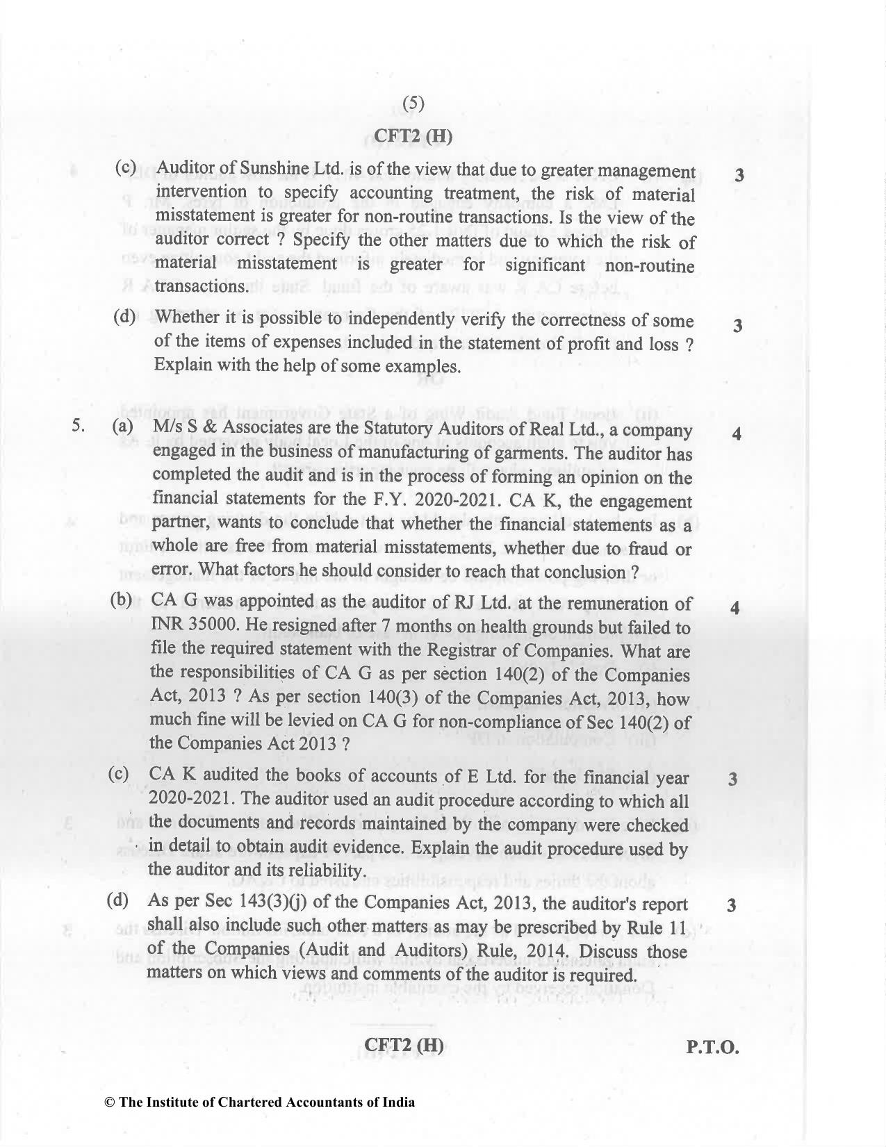 CA Inter Dec 2021 Question Paper - Paper 6 – Auditing and Assurance - Page 5