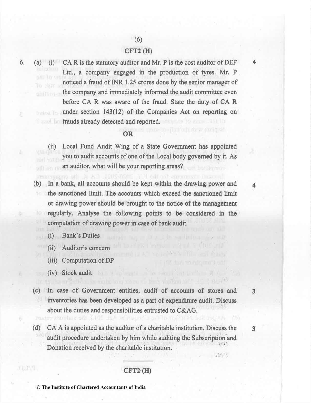 CA Inter Dec 2021 Question Paper - Paper 6 – Auditing and Assurance - Page 6
