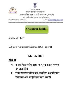 Maharashtra Board Class 12 Computer Science II (D9) Sample Papers