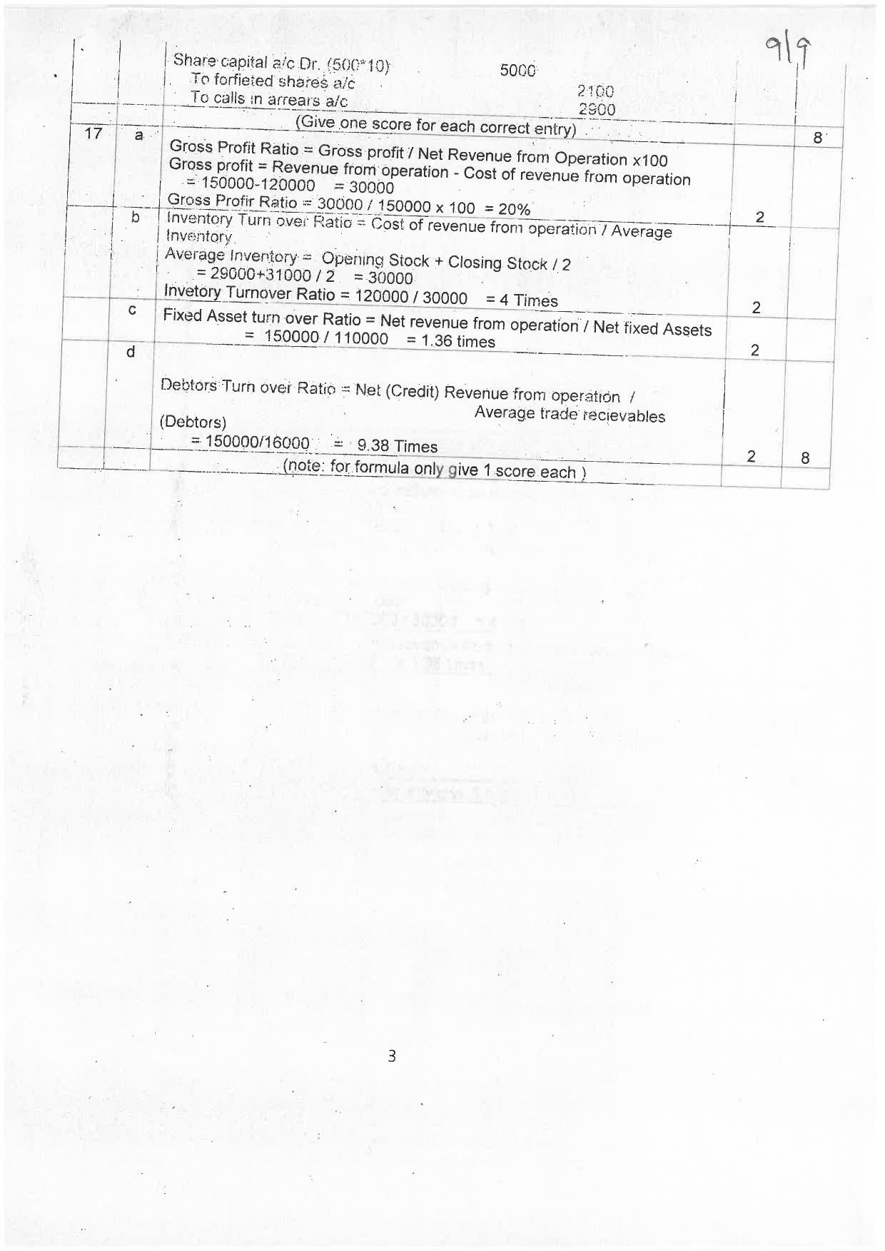Kerala Plus Two 2019 Accountancy AFS Answer Key - Page 9
