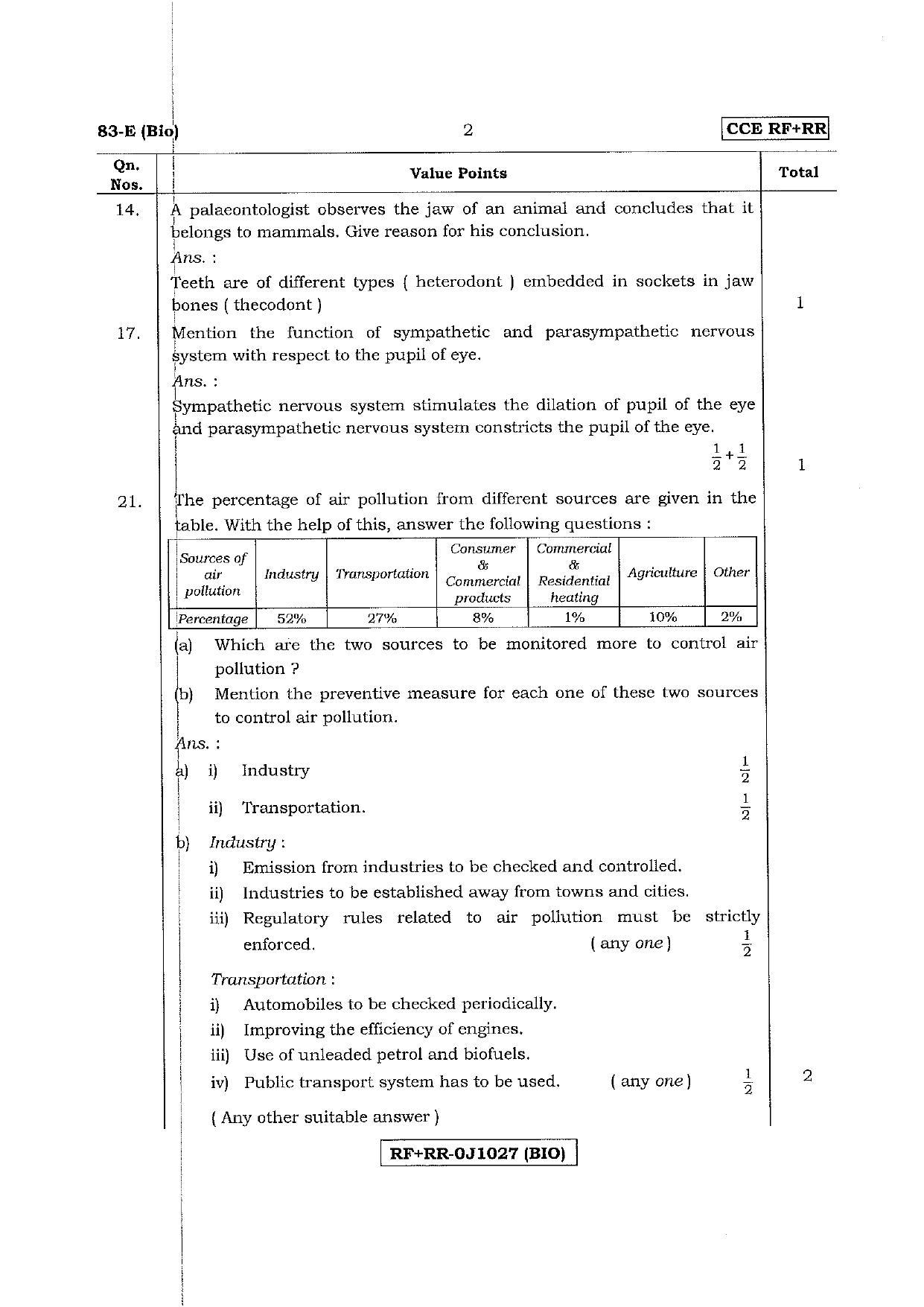 Karnataka SSLC Science (ENGLISH Medium) - 83-E CCE RR Bio_se1 April 2017 Question Paper - Page 2