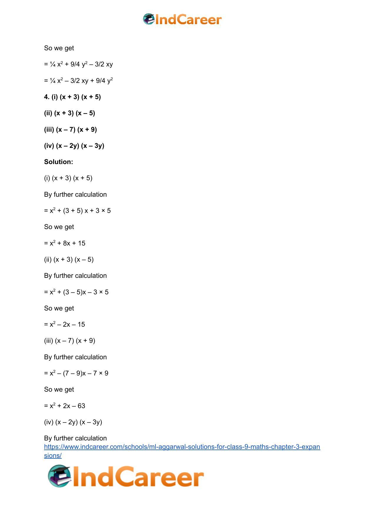 ML Aggarwal Solutions for Class 9 Maths Chapter 3- Expansions - Page 4