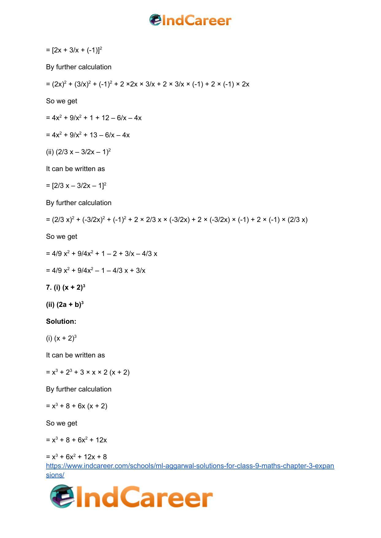 ML Aggarwal Solutions for Class 9 Maths Chapter 3- Expansions - Page 6