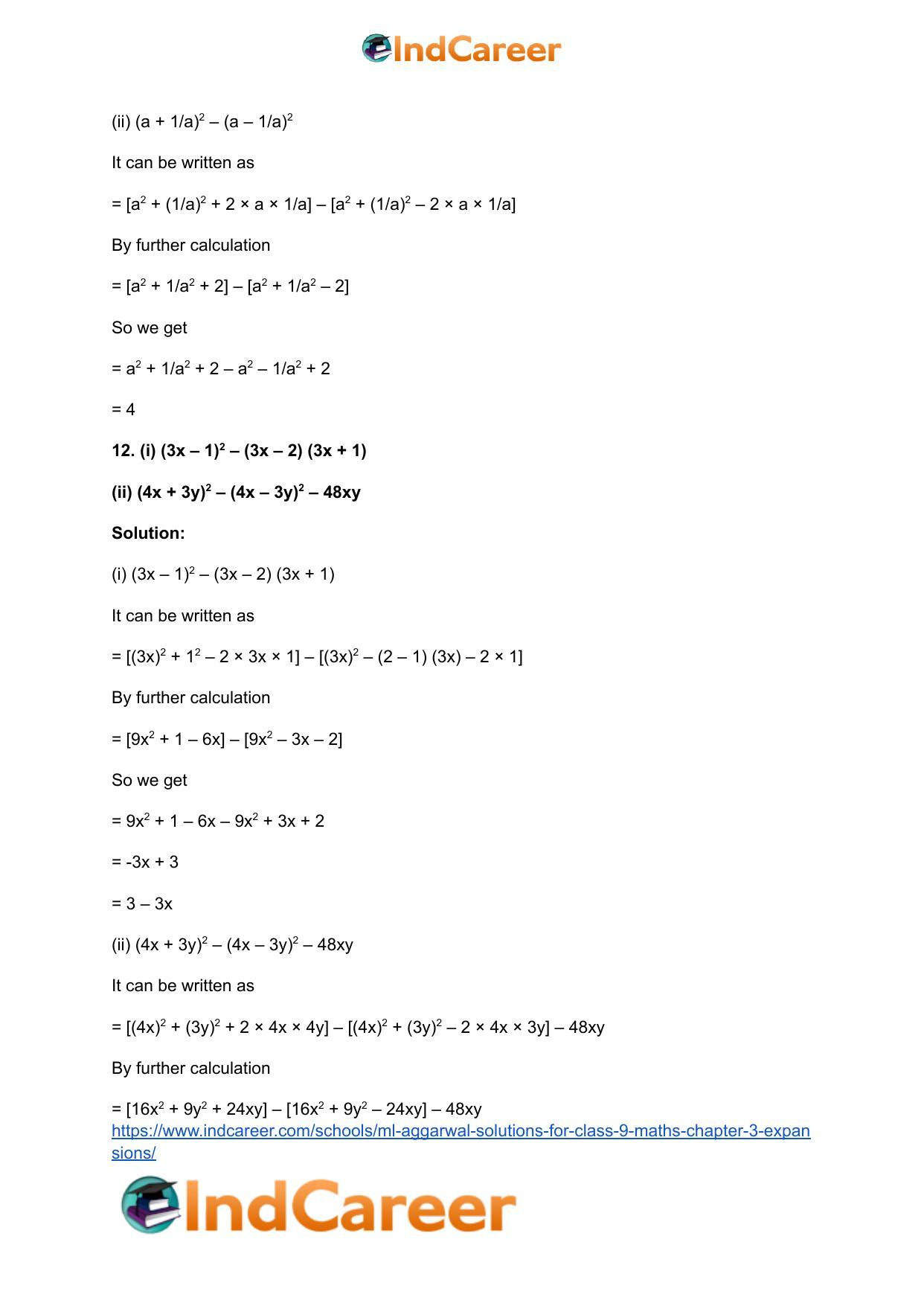 ML Aggarwal Solutions for Class 9 Maths Chapter 3- Expansions - Page 10