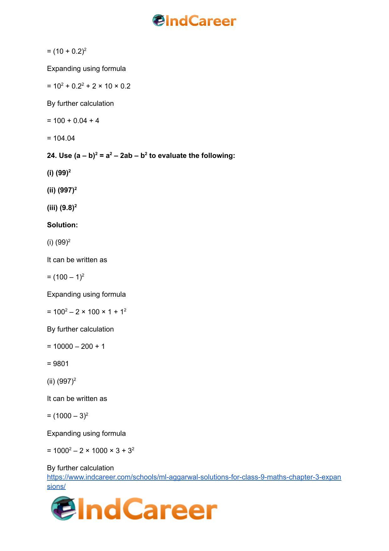 ML Aggarwal Solutions for Class 9 Maths Chapter 3- Expansions - Page 13