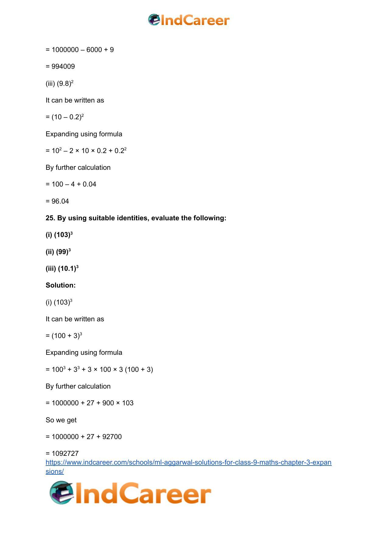 ML Aggarwal Solutions for Class 9 Maths Chapter 3- Expansions - Page 14