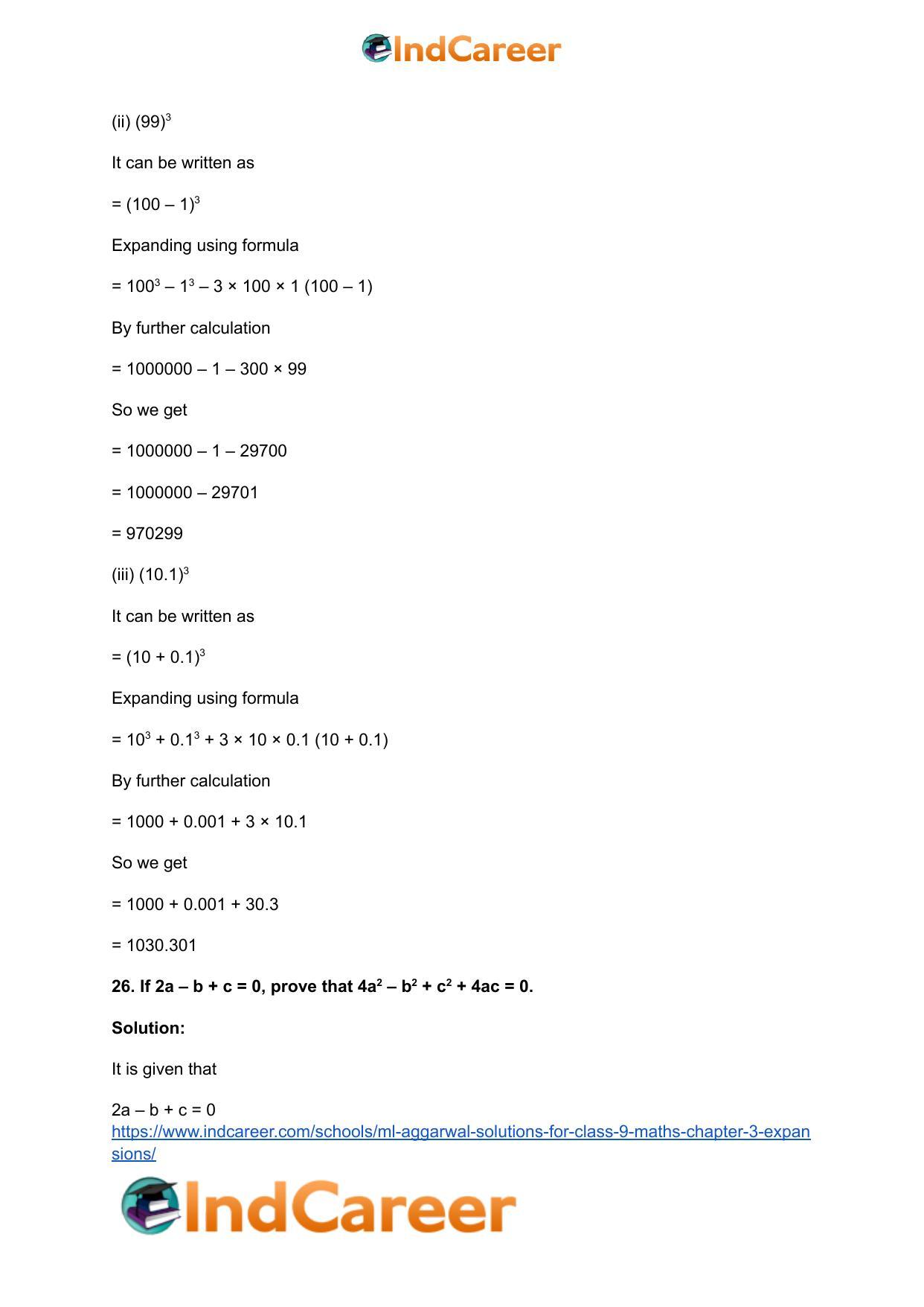 ML Aggarwal Solutions for Class 9 Maths Chapter 3- Expansions - Page 15