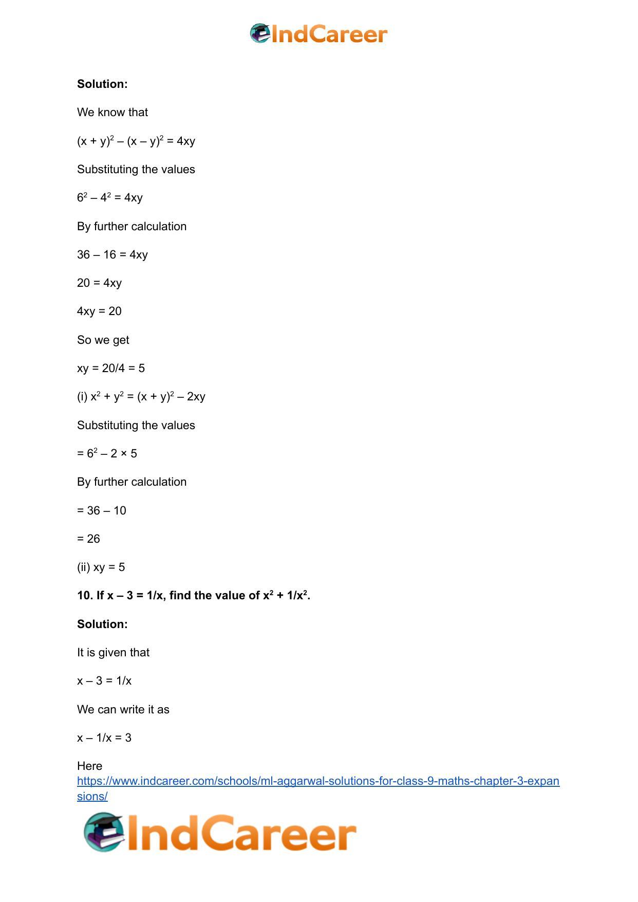 ML Aggarwal Solutions for Class 9 Maths Chapter 3- Expansions - Page 25