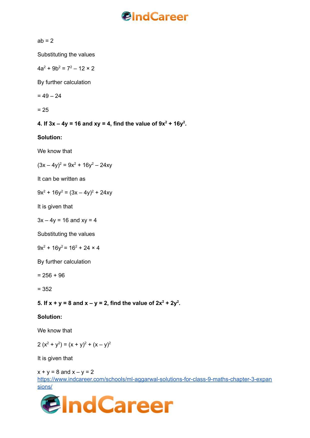 ML Aggarwal Solutions for Class 9 Maths Chapter 3- Expansions - Page 27