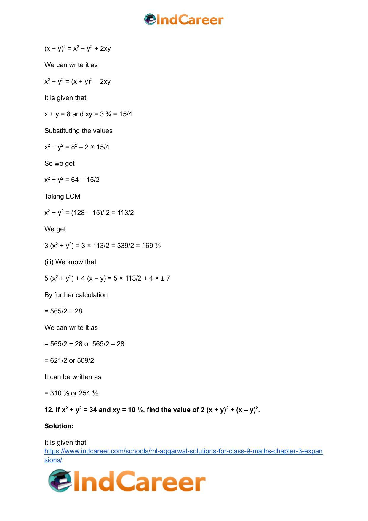 ML Aggarwal Solutions for Class 9 Maths Chapter 3- Expansions - Page 33