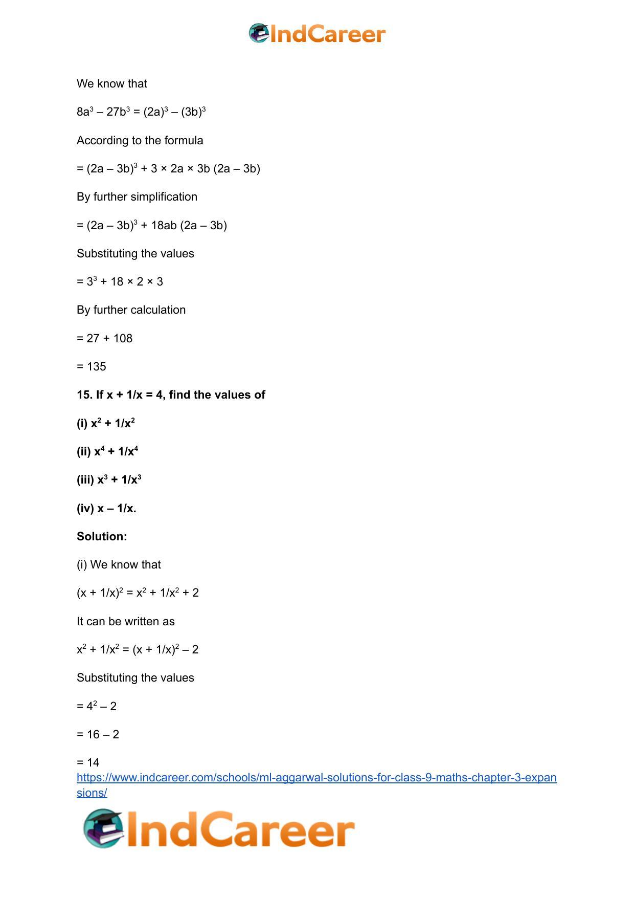 ML Aggarwal Solutions for Class 9 Maths Chapter 3- Expansions - Page 35