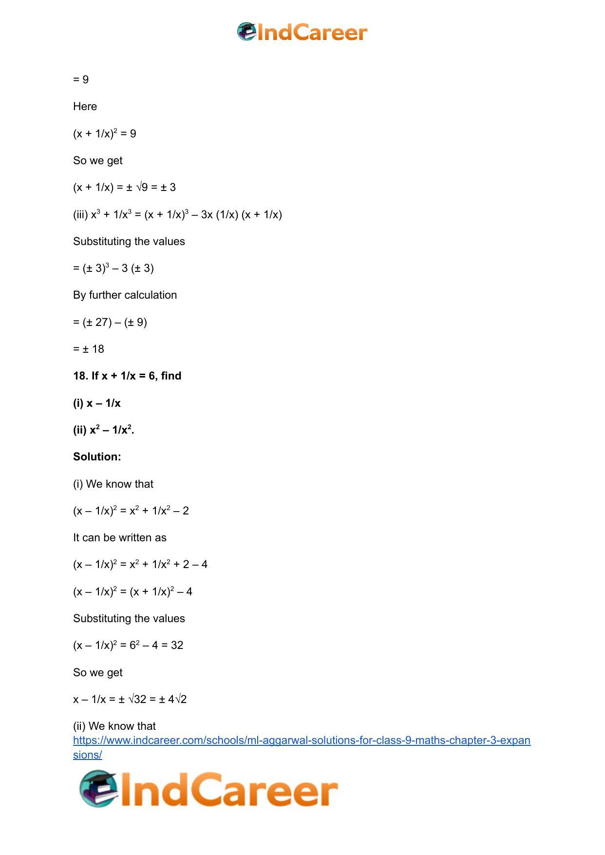 ML Aggarwal Solutions for Class 9 Maths Chapter 3- Expansions - Page 38