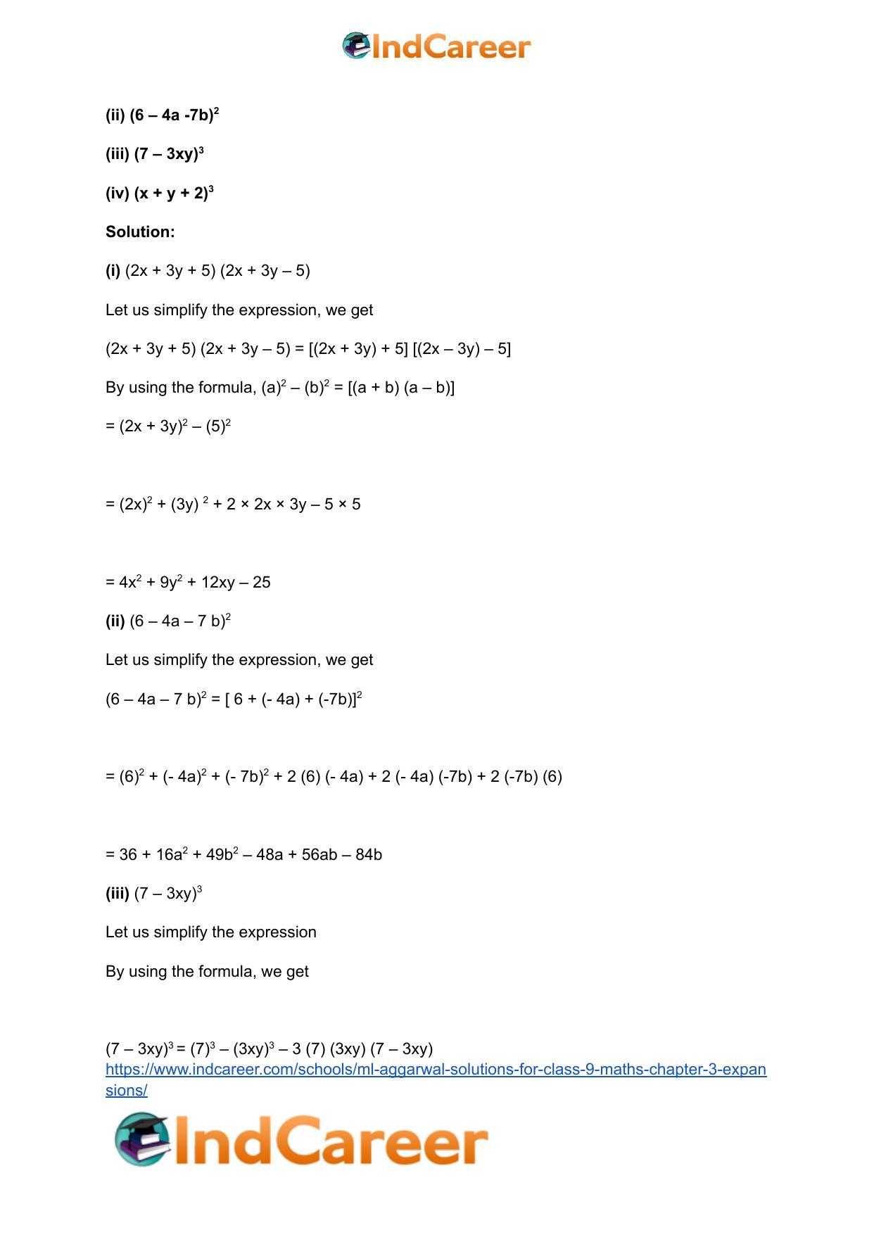 ML Aggarwal Solutions for Class 9 Maths Chapter 3- Expansions - Page 51
