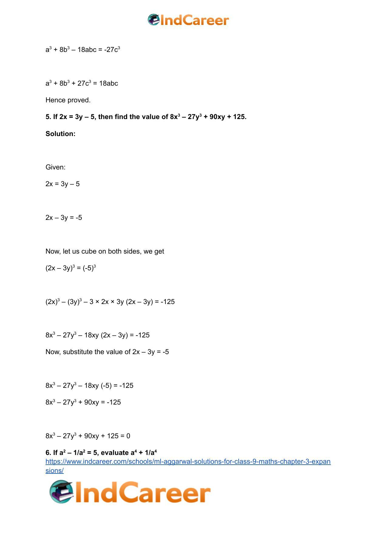ML Aggarwal Solutions for Class 9 Maths Chapter 3- Expansions - Page 54