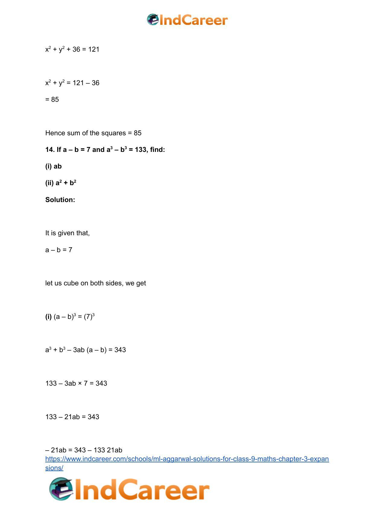 ML Aggarwal Solutions for Class 9 Maths Chapter 3- Expansions - Page 61