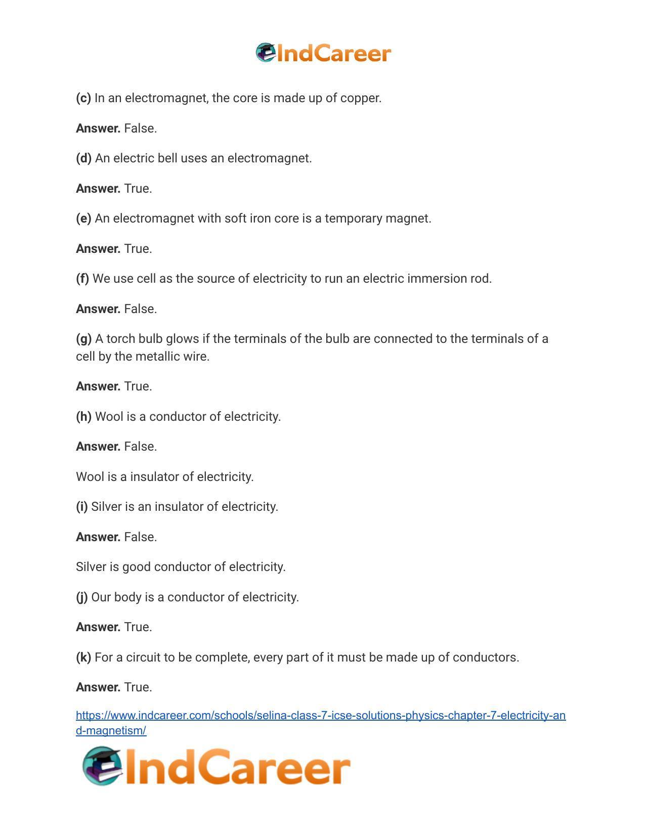 Selina Class 7 ICSE Solutions Physics : Chapter 7- Electricity and Magnetism - Page 4