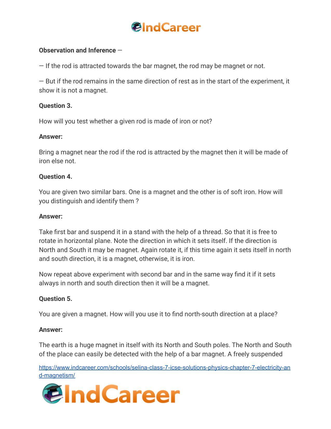 Selina Class 7 ICSE Solutions Physics : Chapter 7- Electricity and Magnetism - Page 9