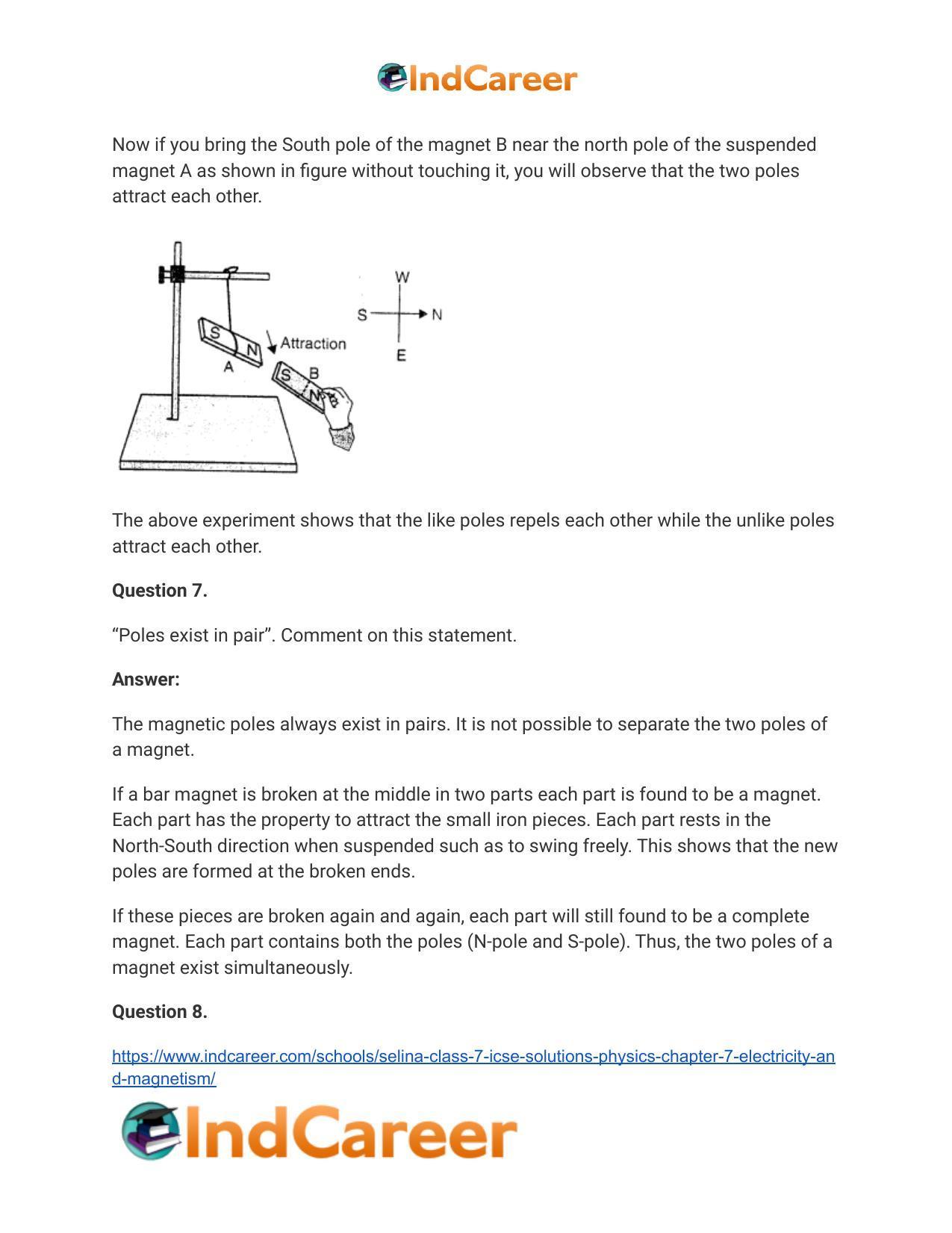 Selina Class 7 ICSE Solutions Physics : Chapter 7- Electricity and Magnetism - Page 11