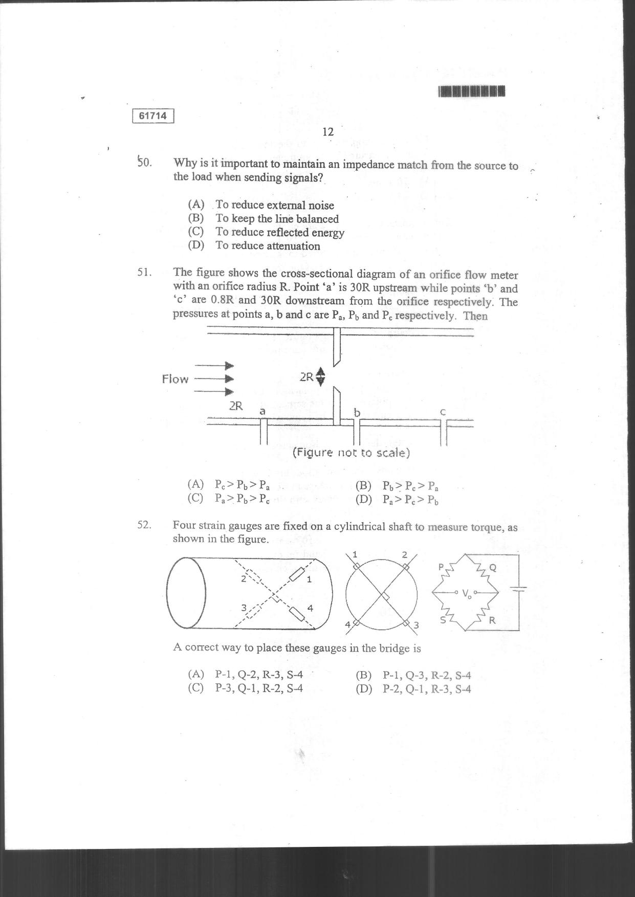 CUSAT CAT 2014 Instrumentation Question Paper - Page 14