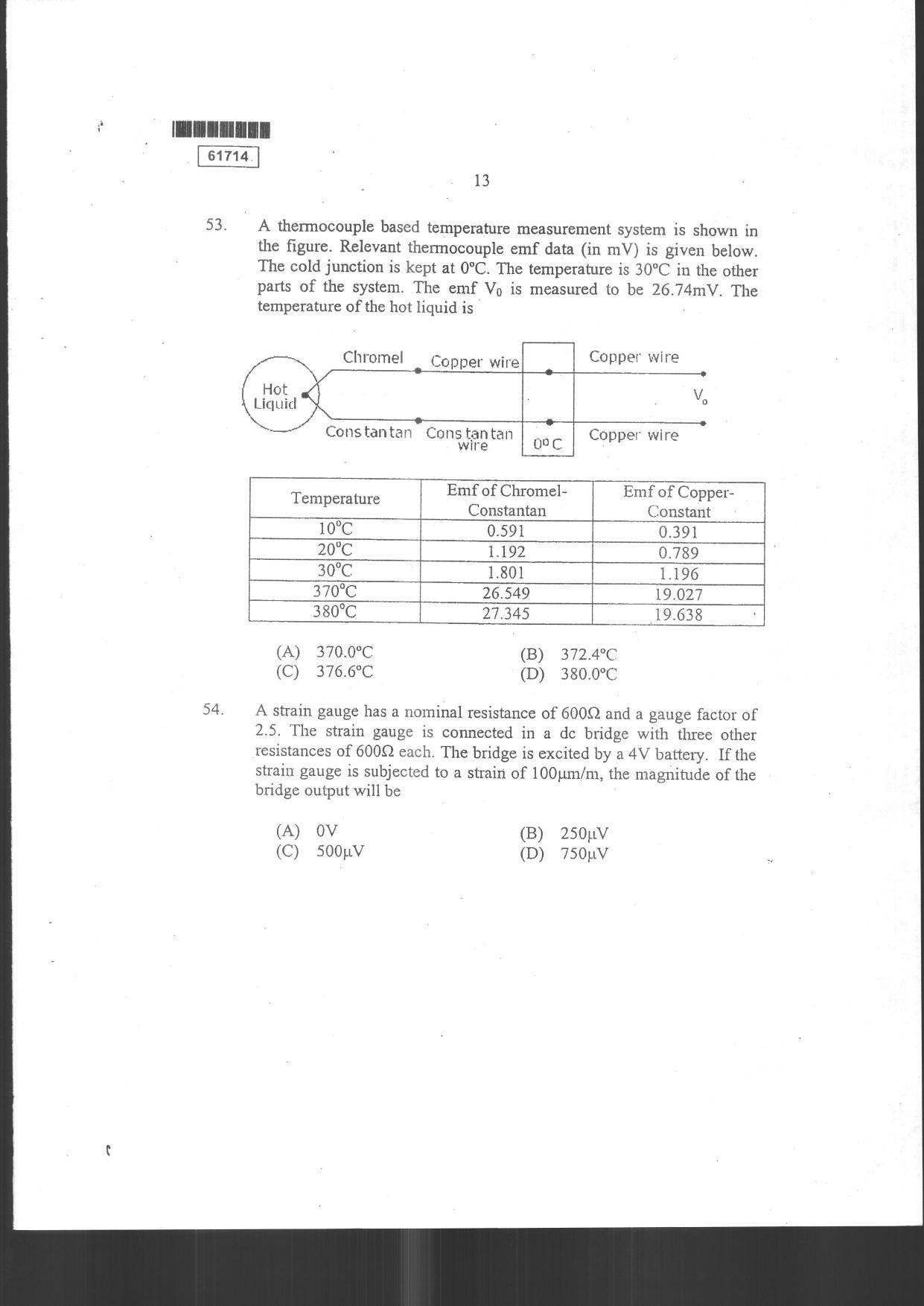 CUSAT CAT 2014 Instrumentation Question Paper - Page 15