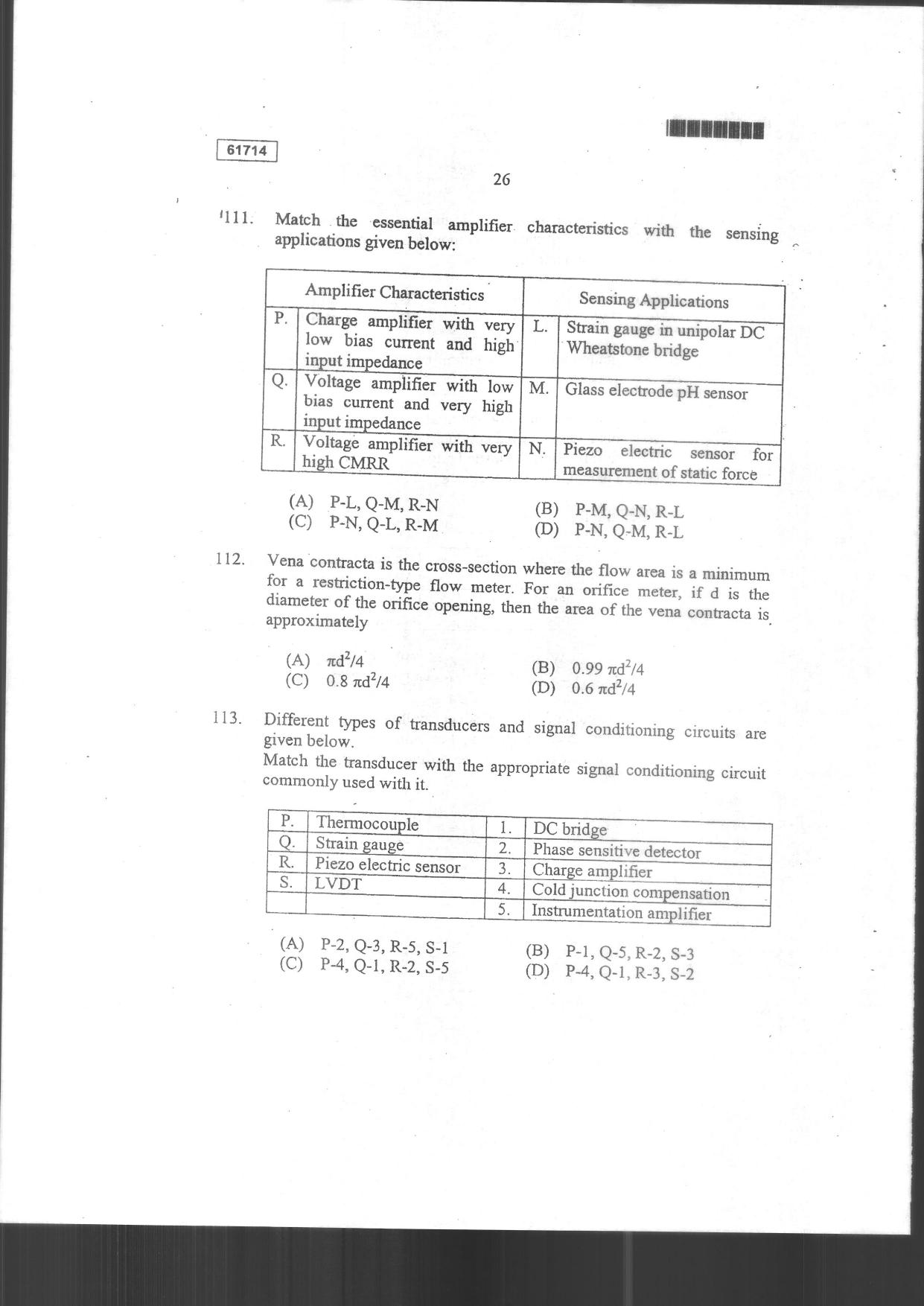 CUSAT CAT 2014 Instrumentation Question Paper - Page 28