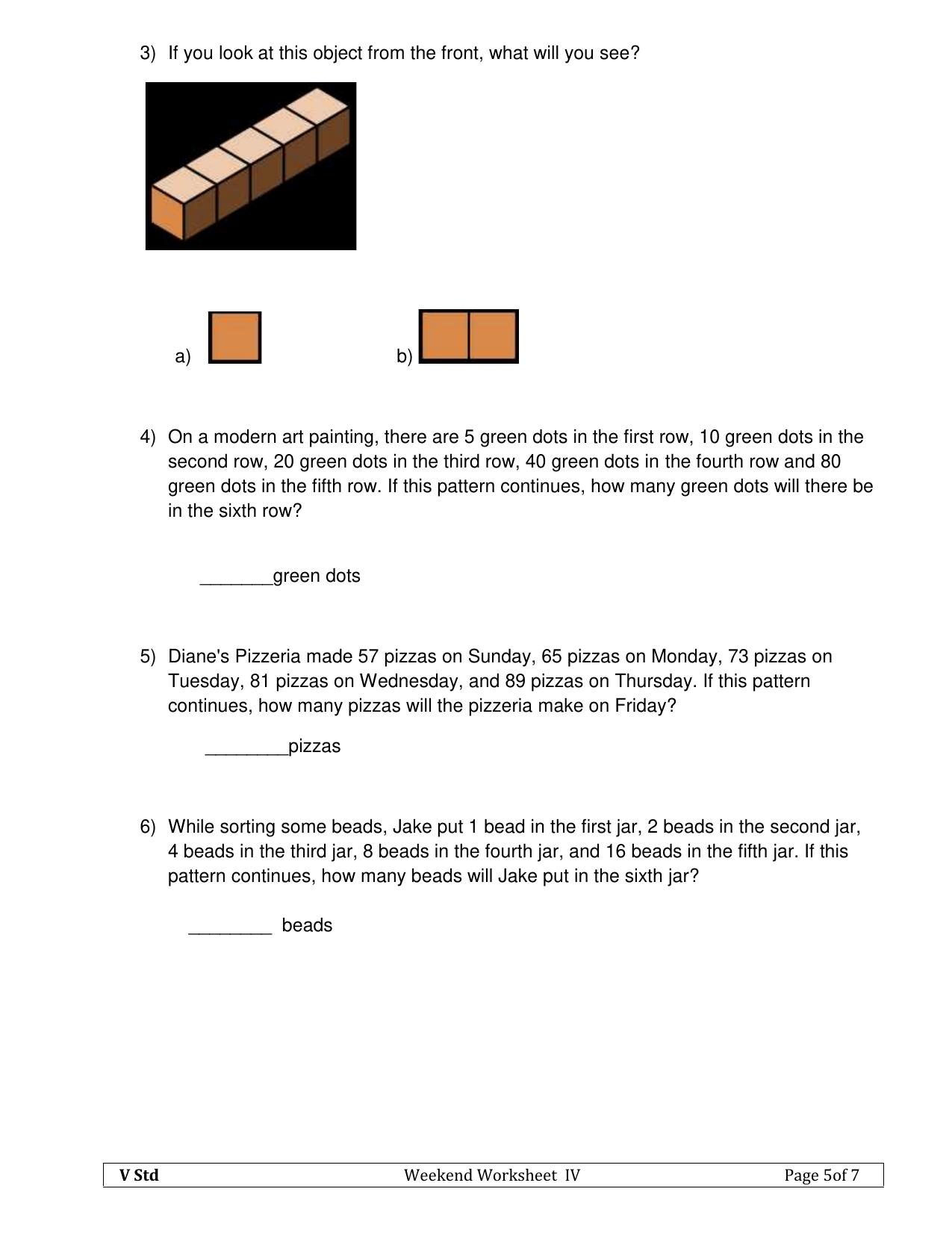 Worksheet for Class 5 Maths Assignment 9 - Page 2