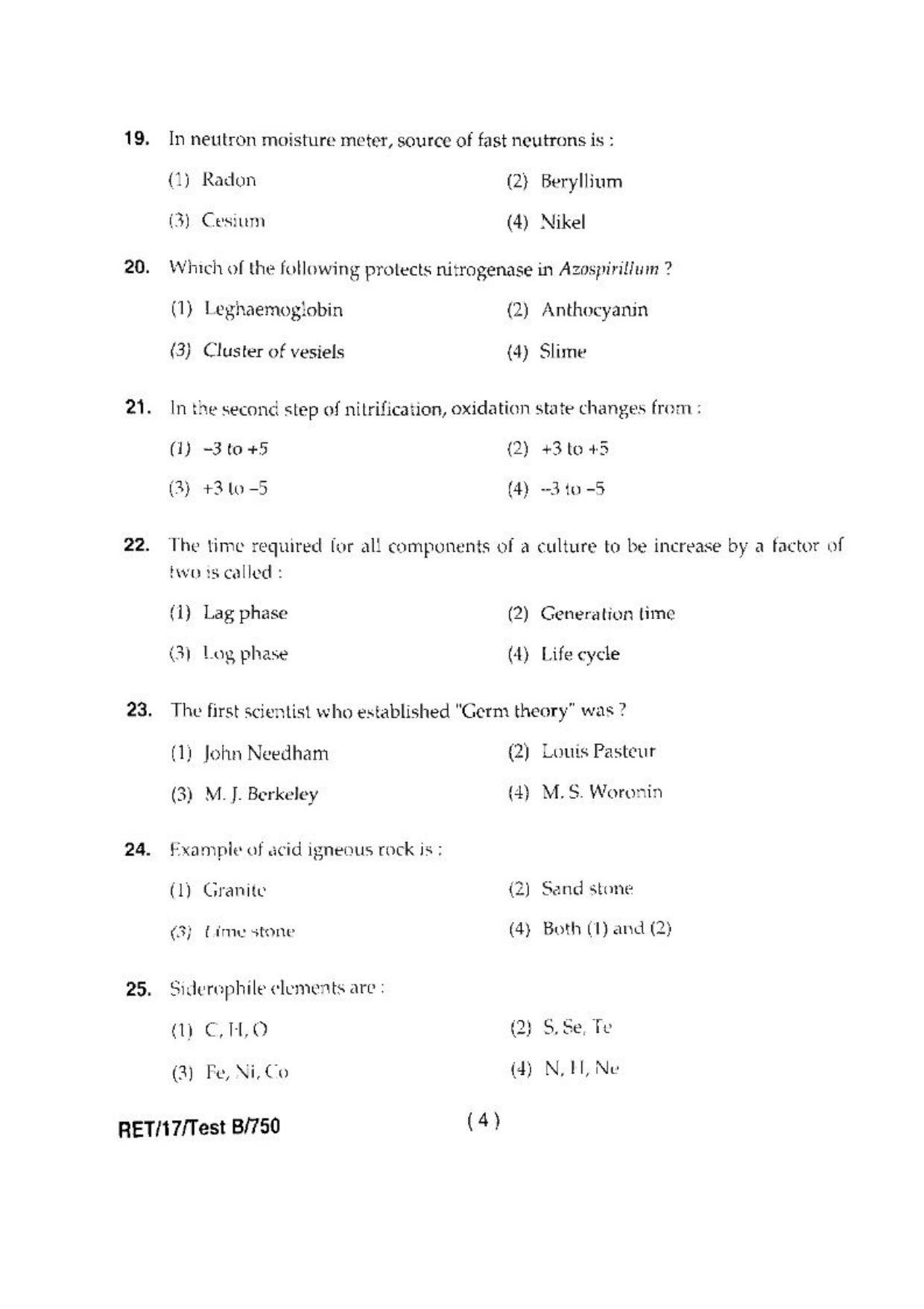 BHU RET(Agriculture) Soil Sc. & Ag. Chemistry  2017 Question Paper - Page 6