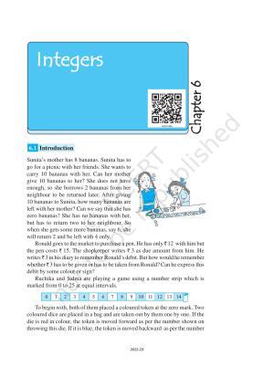 NCERT Book for Class 6 Maths: Chapter 6-Integers