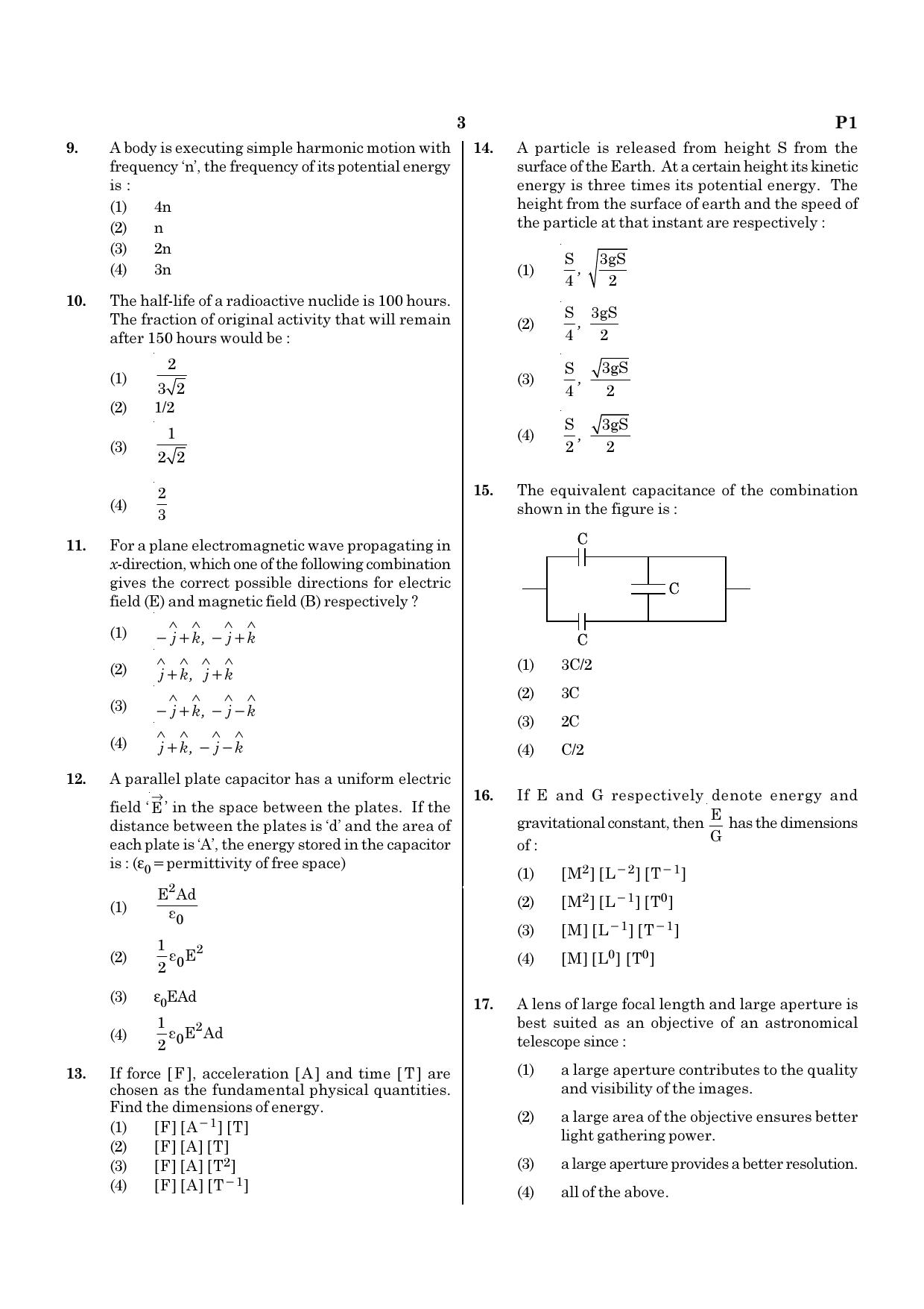 NEET P1 2021 Question Paper - Page 3