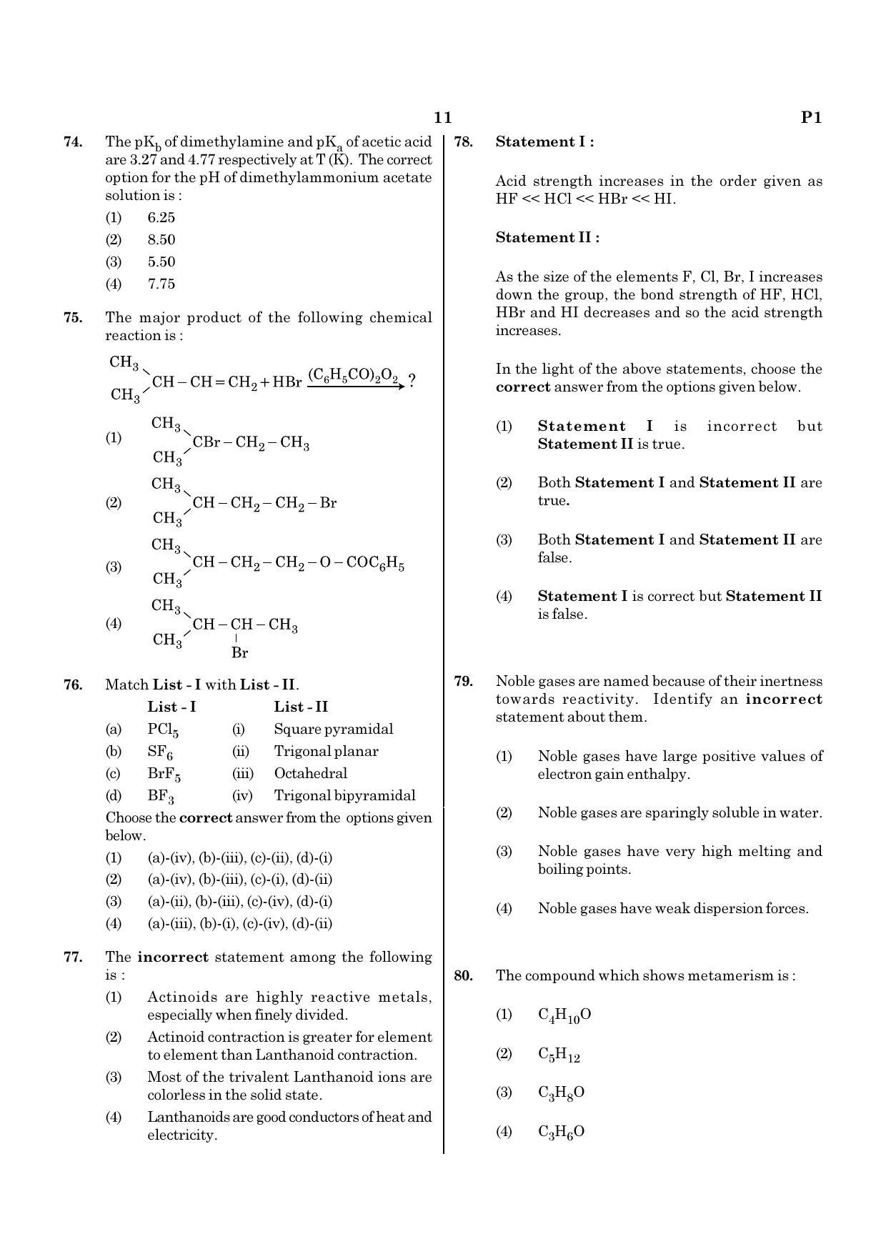 NEET P1 2021 Question Paper - Page 11