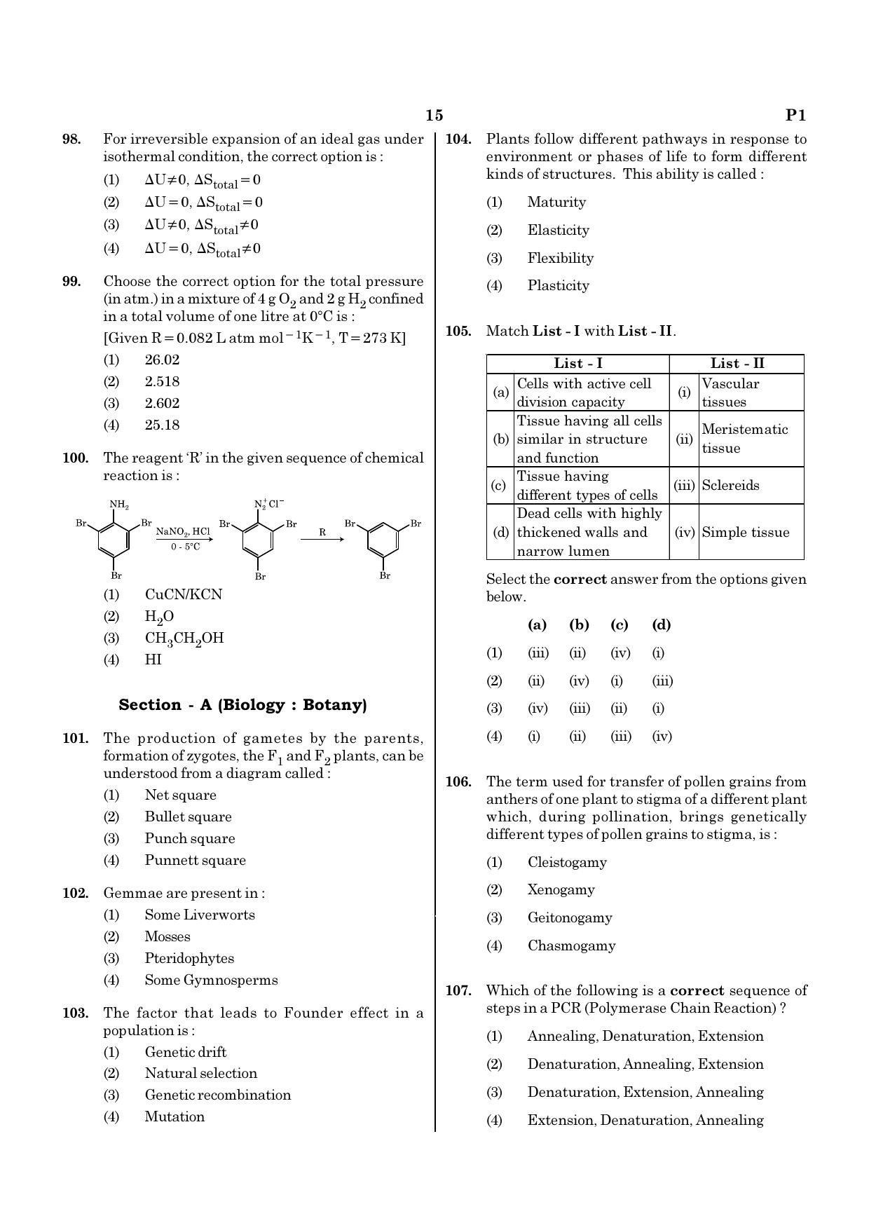 NEET P1 2021 Question Paper - Page 15