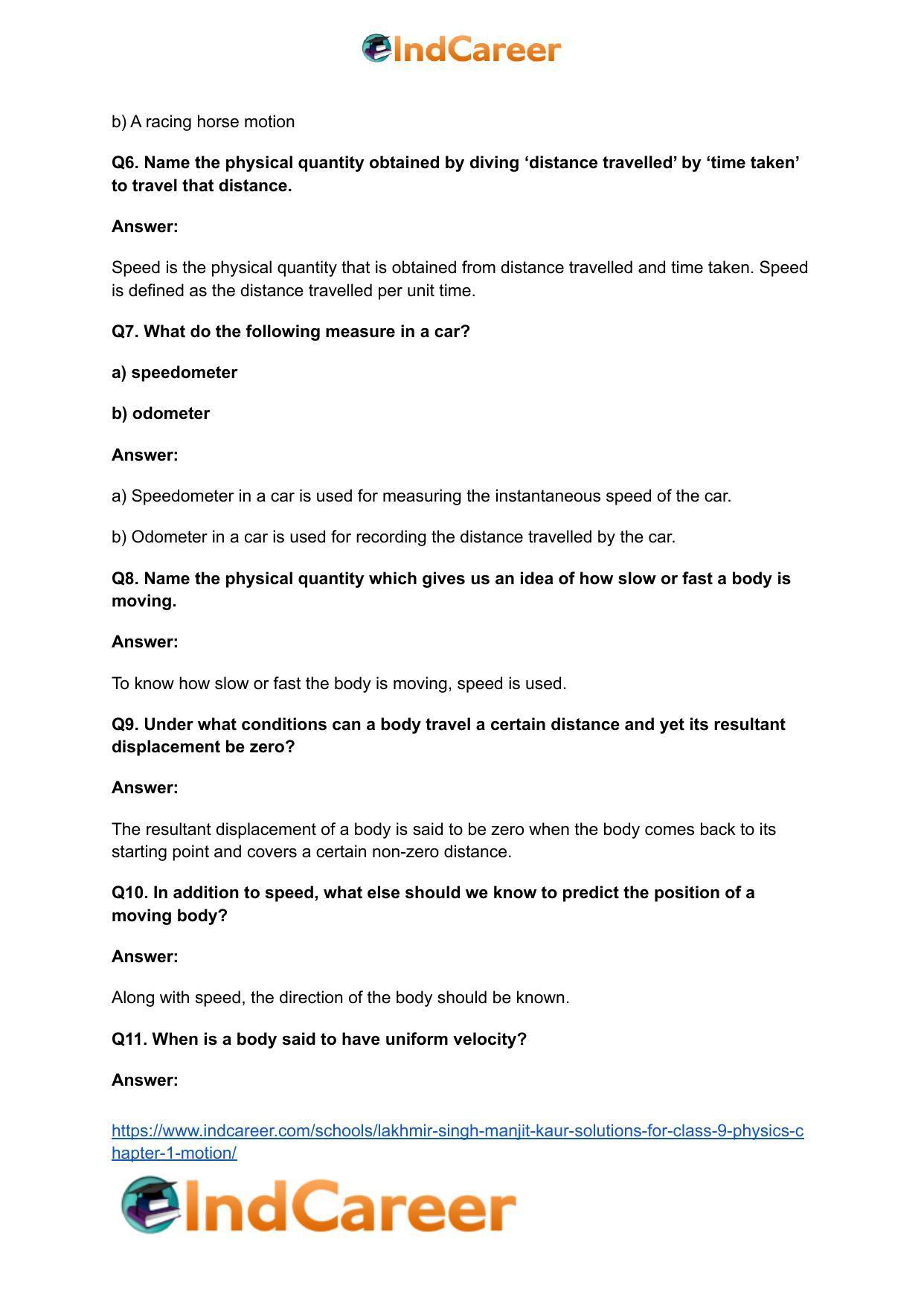 Lakhmir Singh Manjit Kaur Solutions for Class 9 Physics: Chapter 1- Motion - Page 3