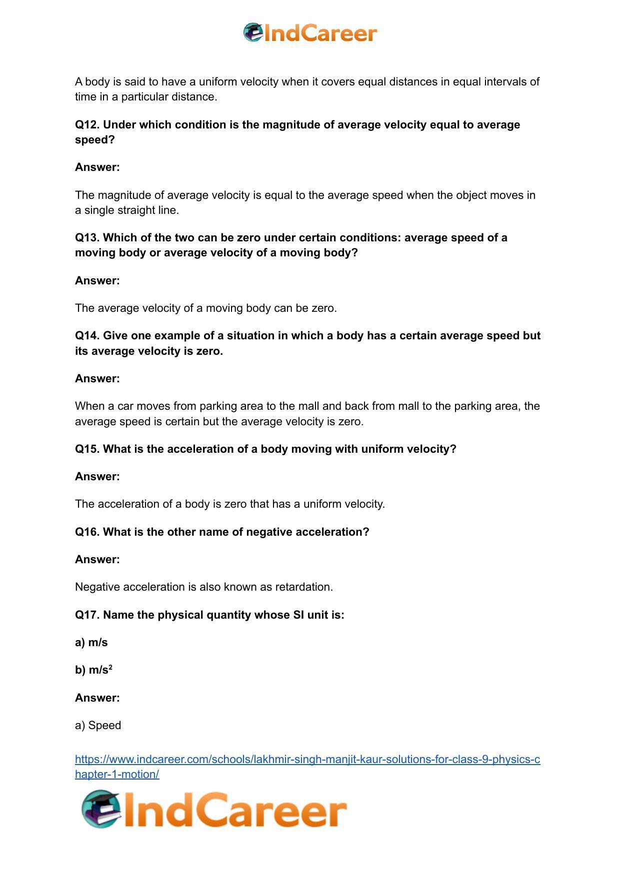 Lakhmir Singh Manjit Kaur Solutions for Class 9 Physics: Chapter 1- Motion - Page 4