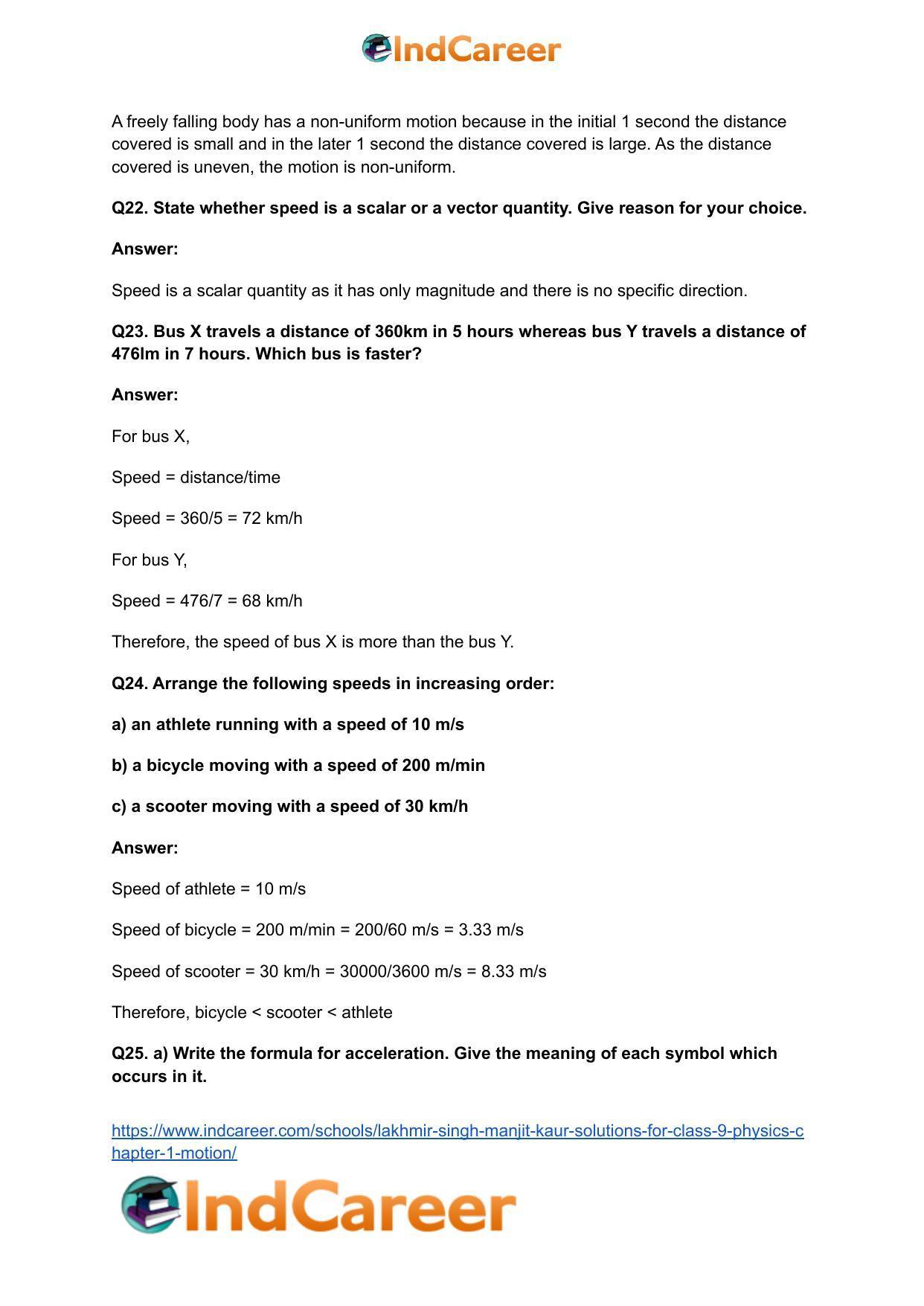 Lakhmir Singh Manjit Kaur Solutions for Class 9 Physics: Chapter 1- Motion - Page 6