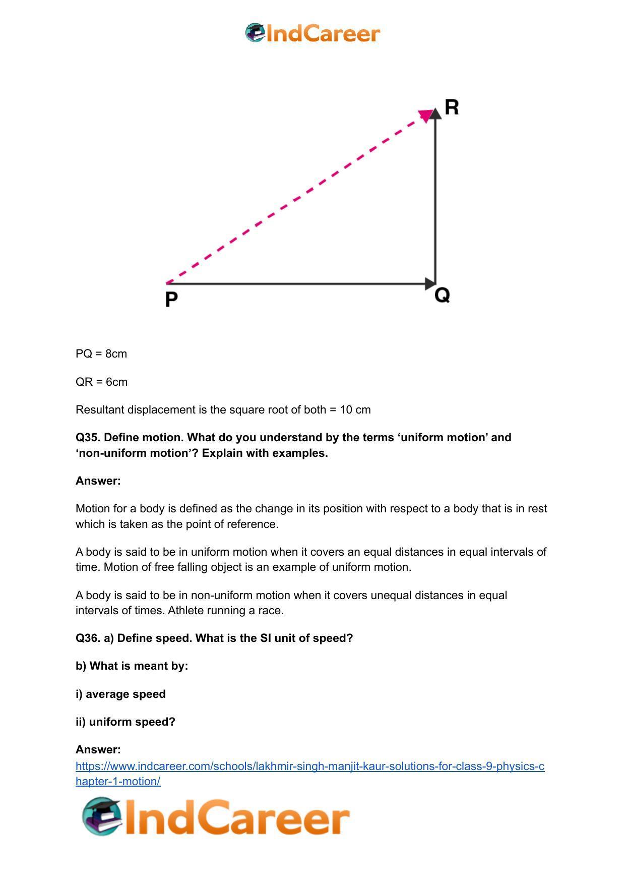 Lakhmir Singh Manjit Kaur Solutions for Class 9 Physics: Chapter 1- Motion - Page 11