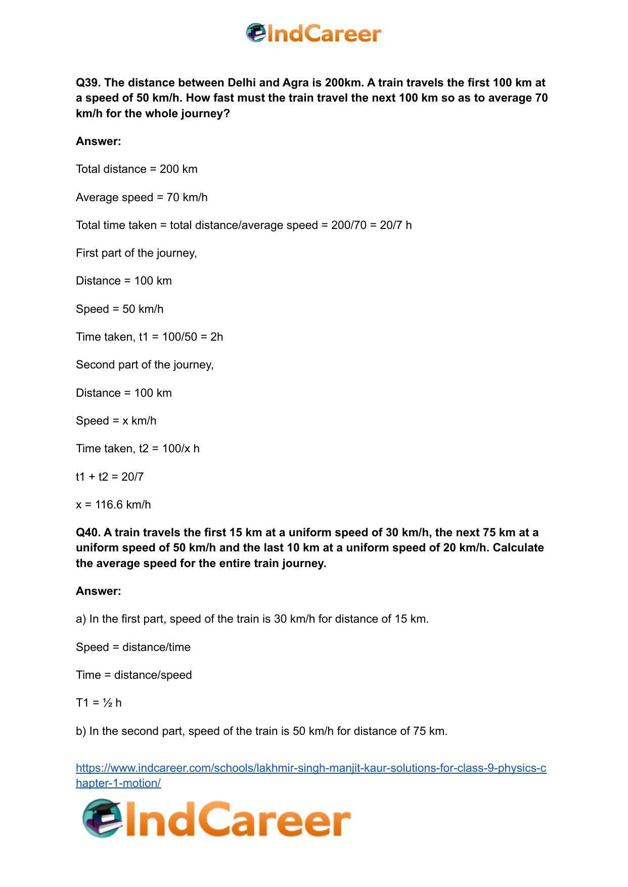 Lakhmir Singh Manjit Kaur Solutions for Class 9 Physics: Chapter 1- Motion - Page 13