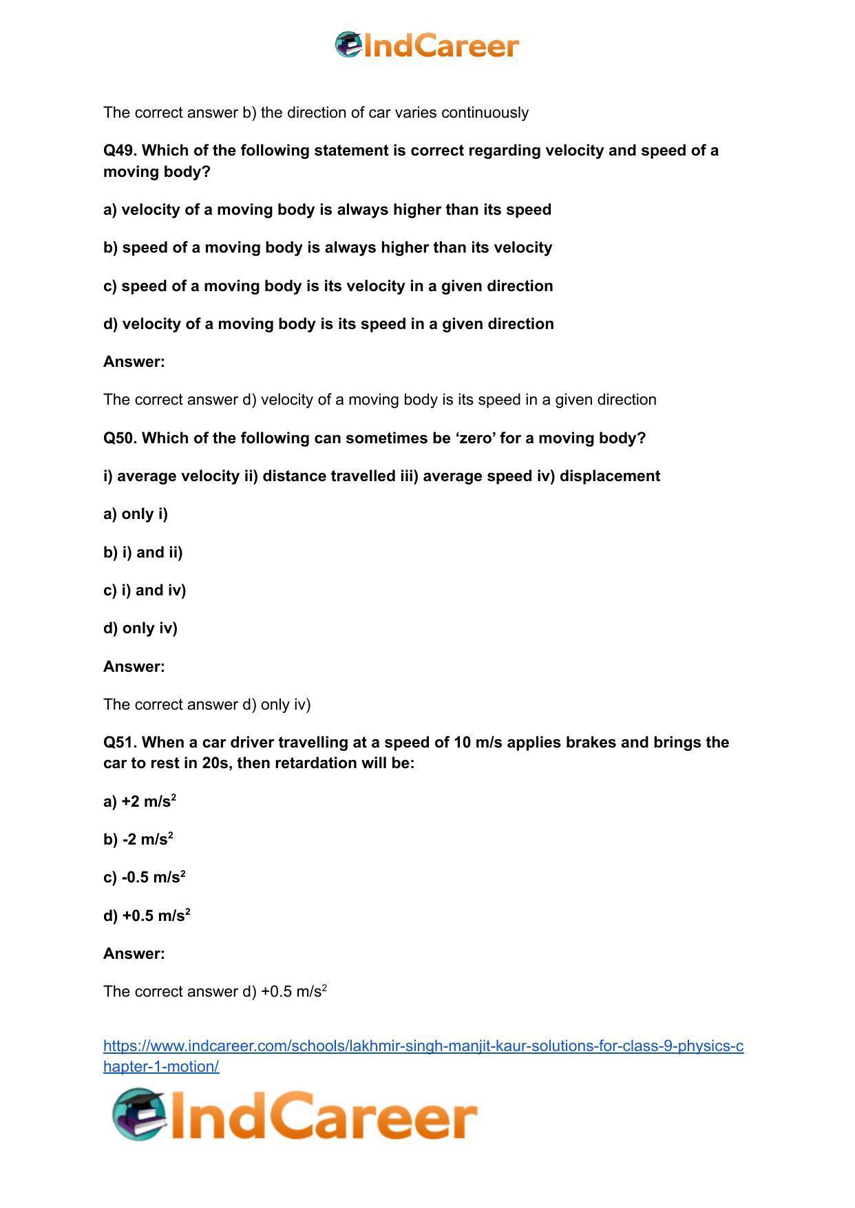 Lakhmir Singh Manjit Kaur Solutions for Class 9 Physics: Chapter 1- Motion - Page 17